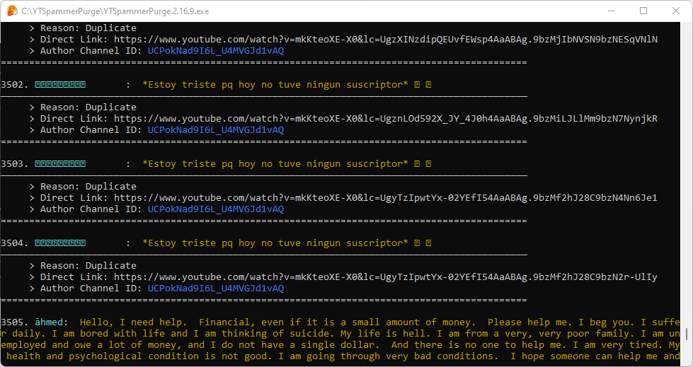 Matched Comments List