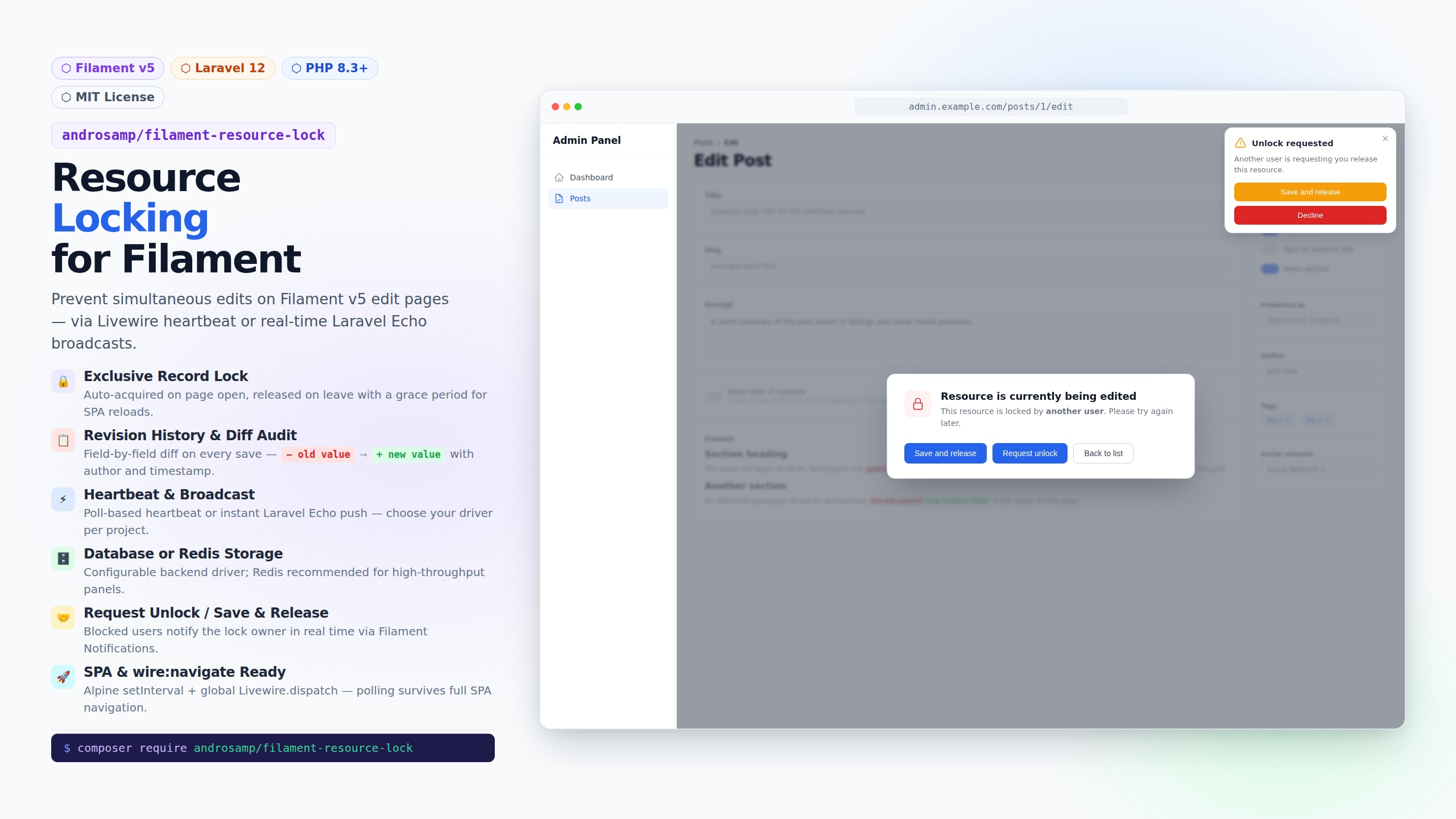 Filament Resource Lock preview