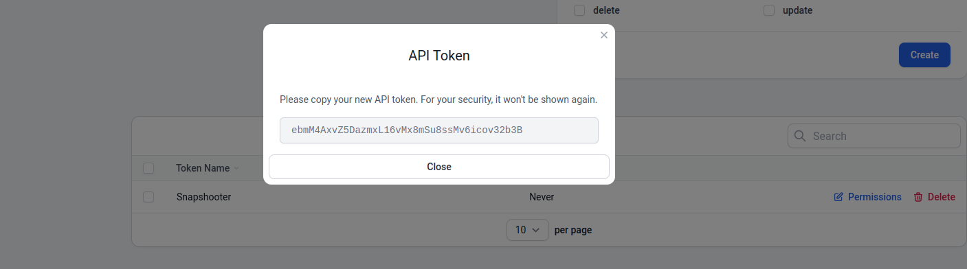 Filament Jet api token display art