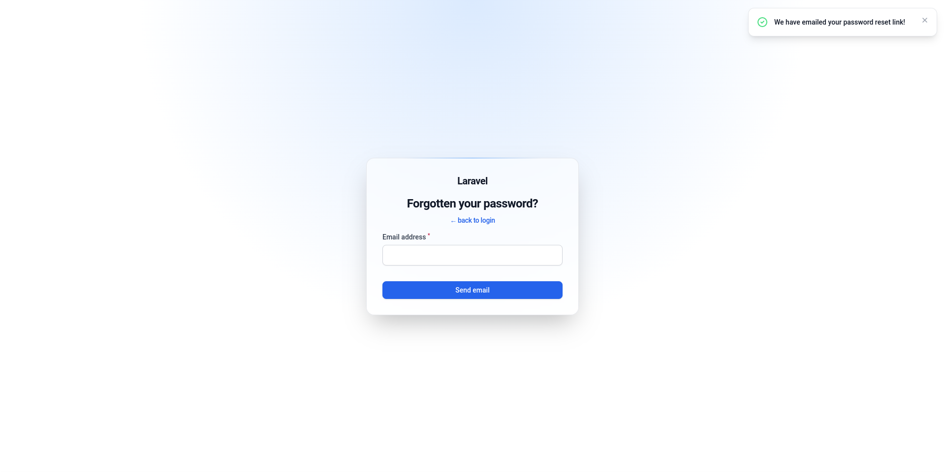 Filament Jet reset password sent art