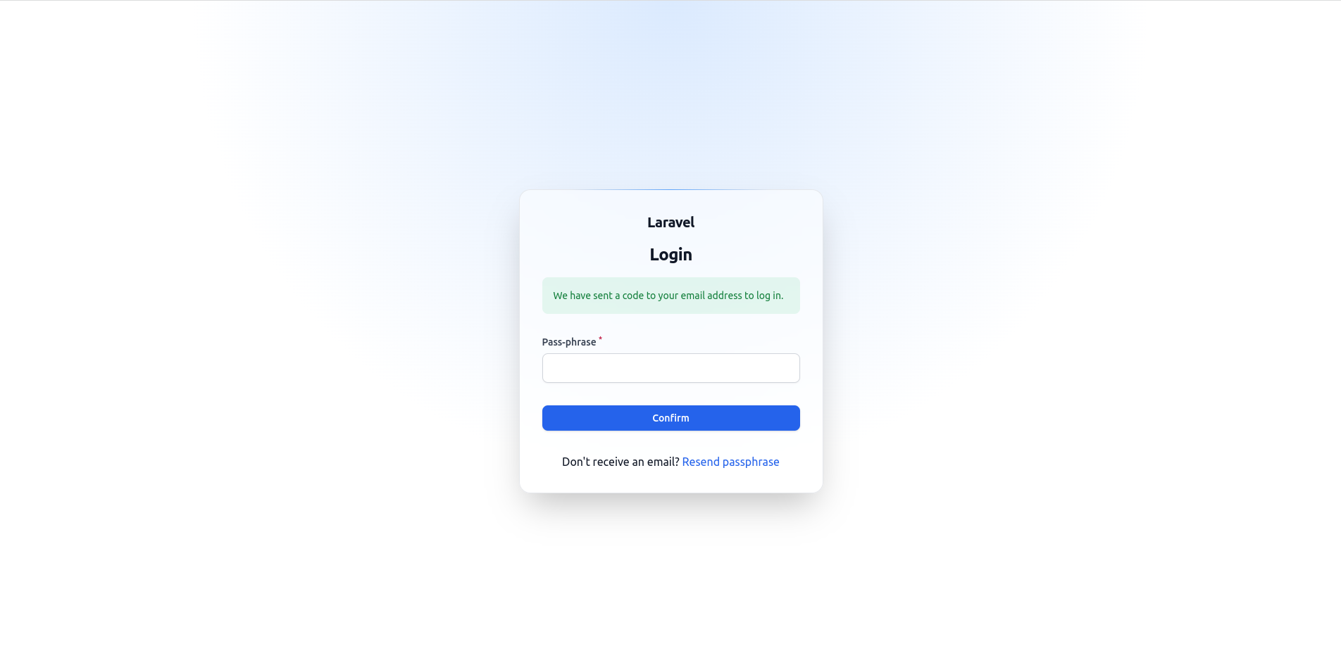 Screenshot of Passphrase sent