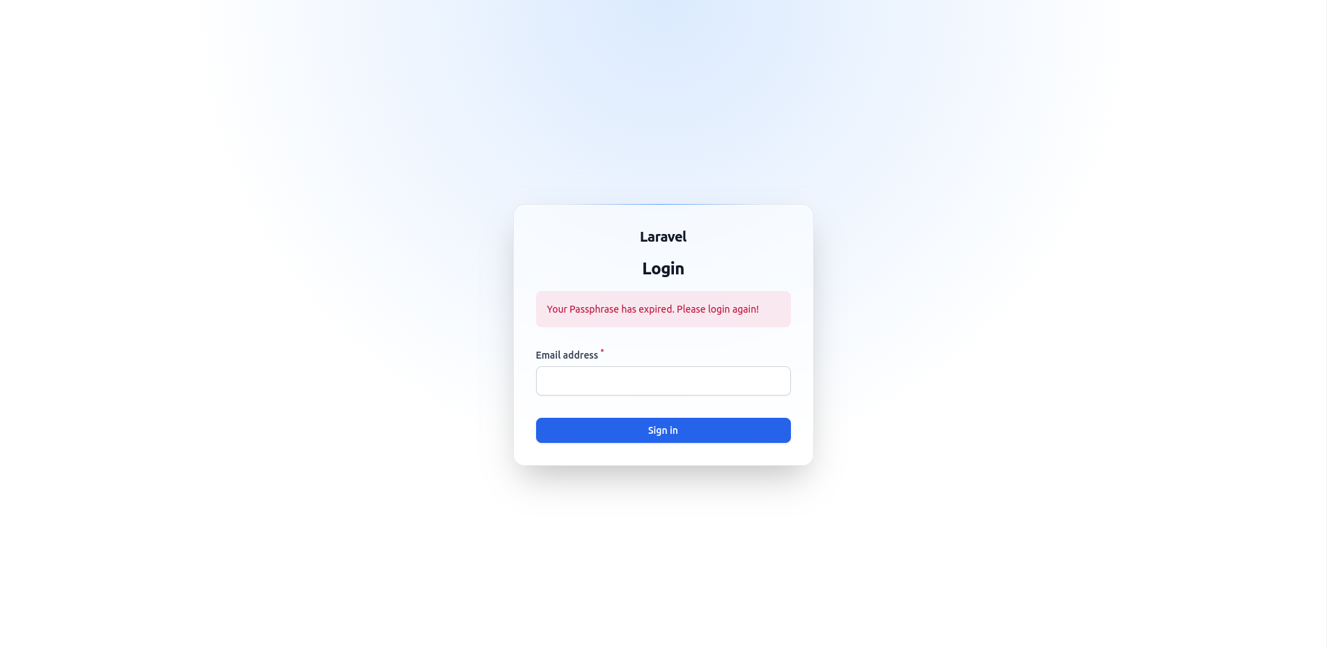 Screenshot of Passphrase expired
