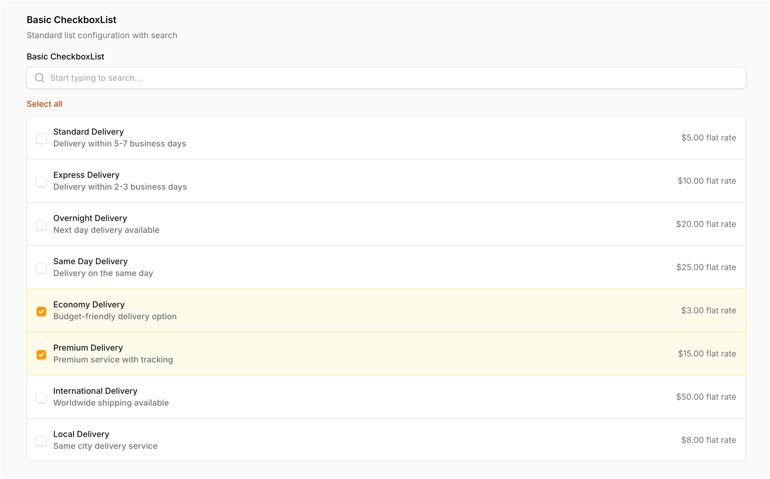CheckboxList