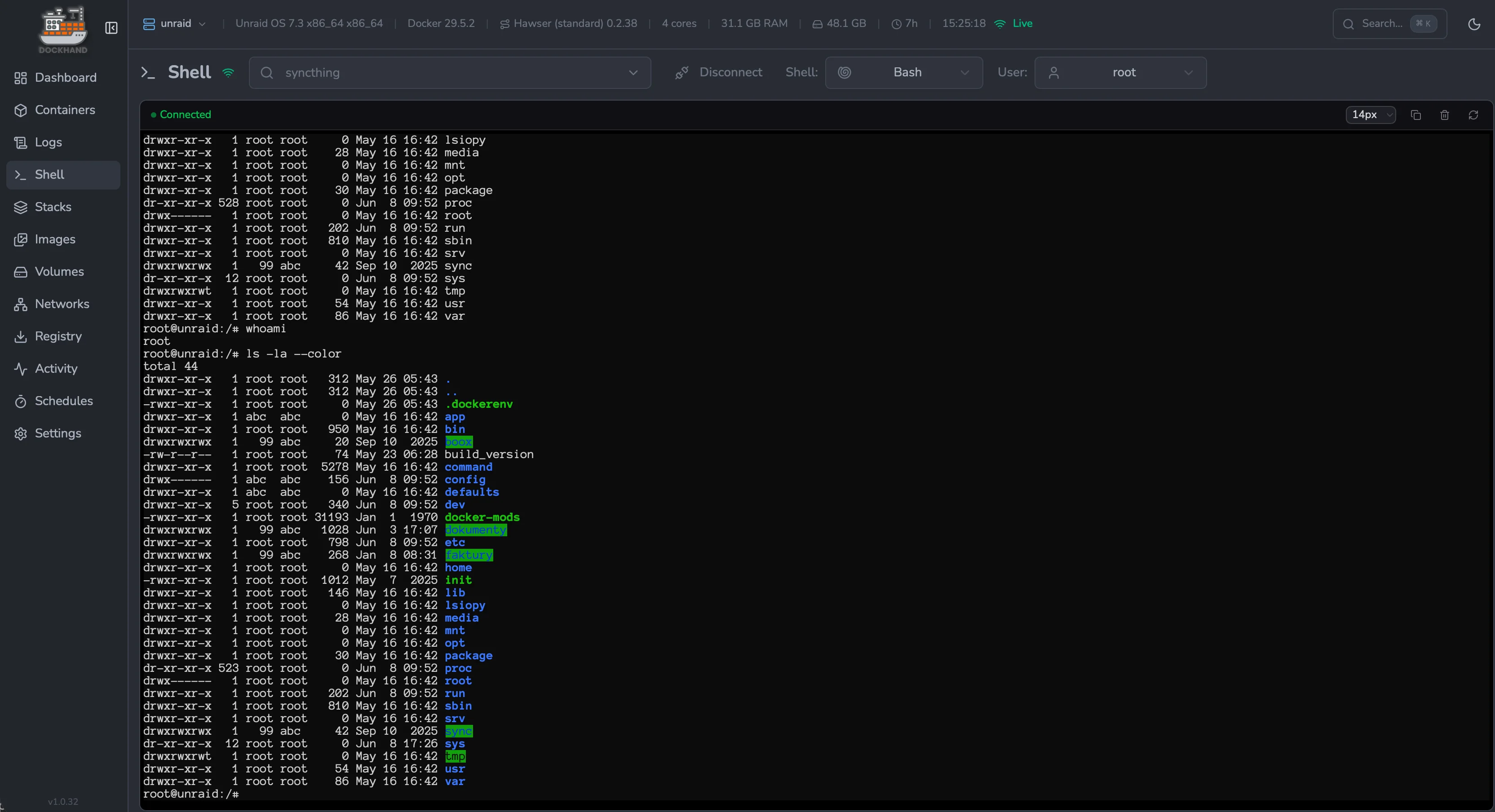 Interactive shell
