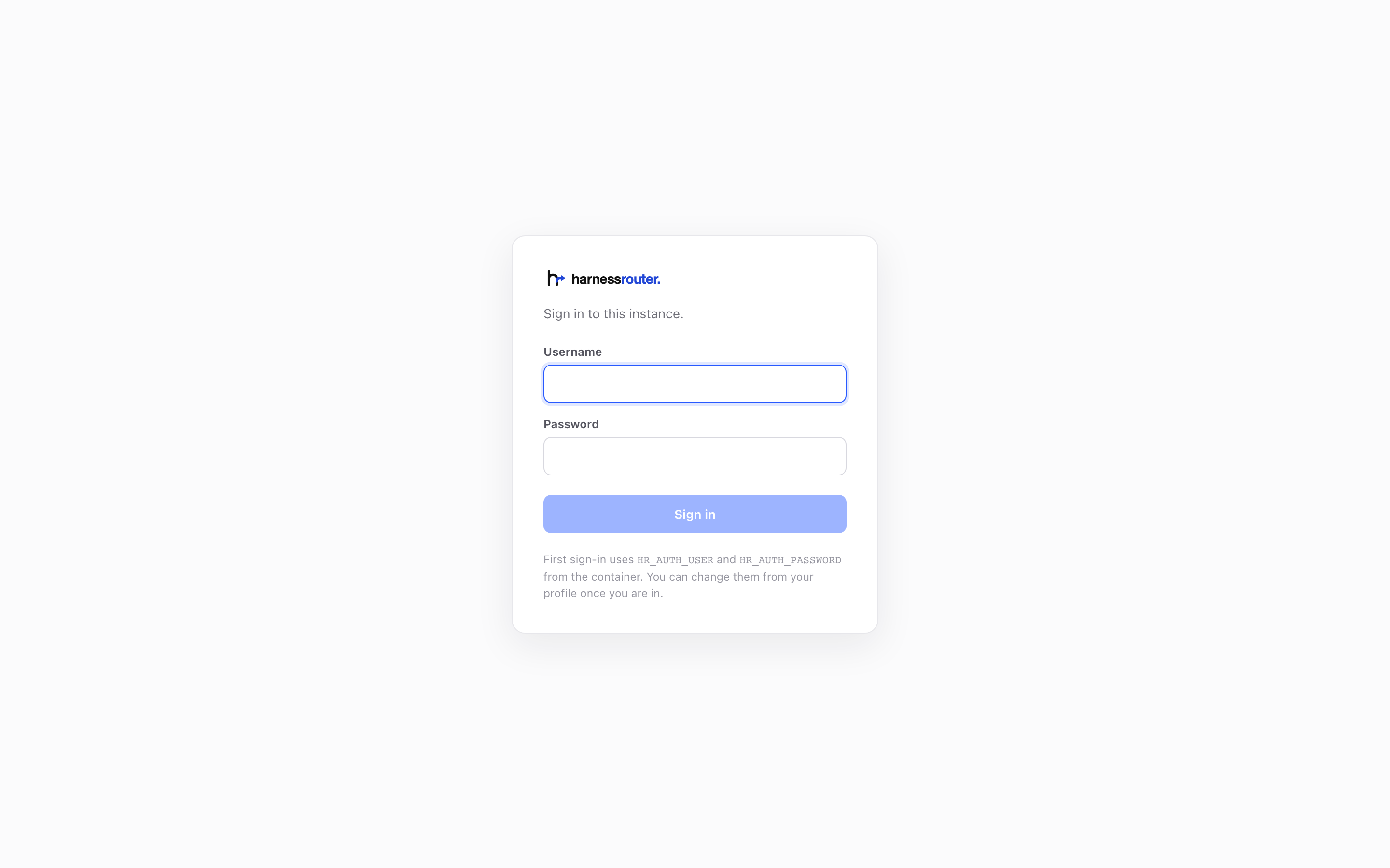 HarnessRouter Community Edition sign-in screen
