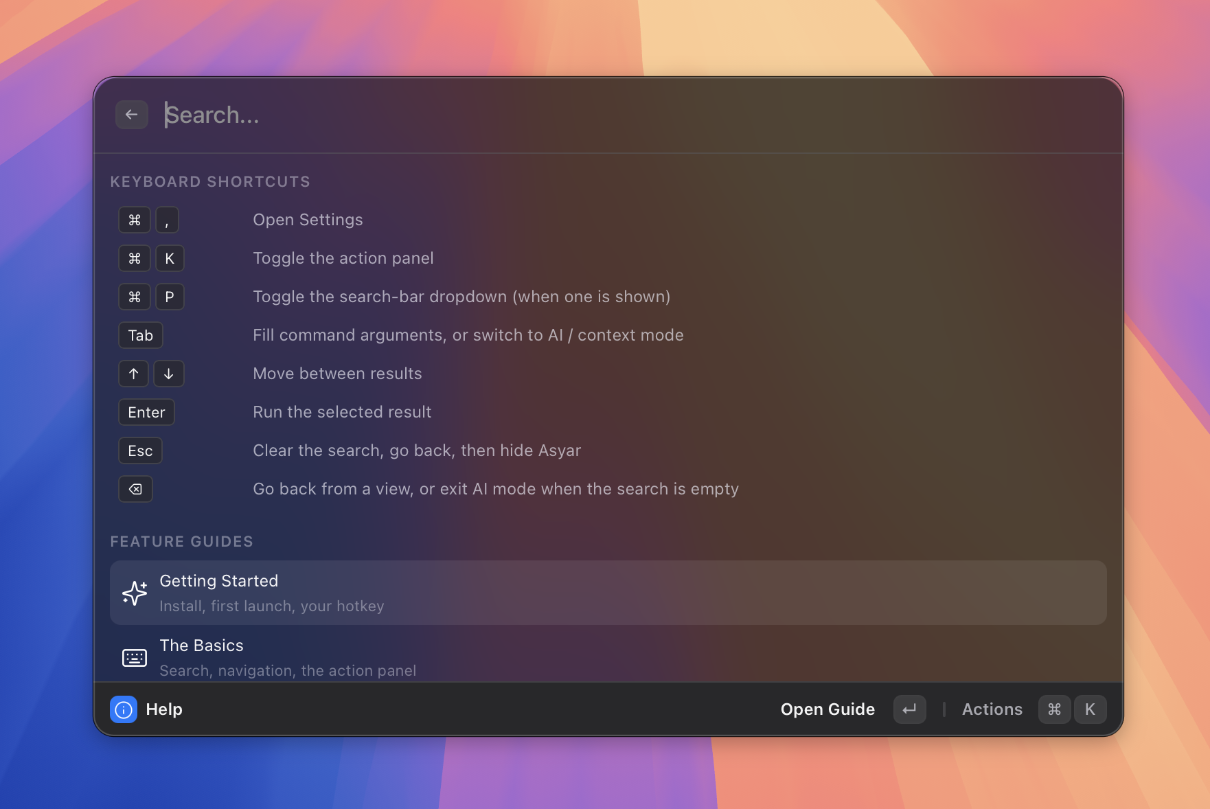 Keyboard shortcuts