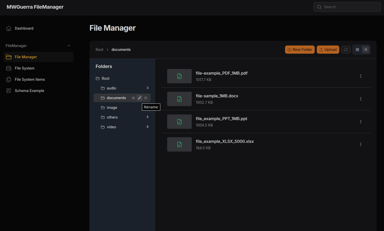 File Manager - Database Mode