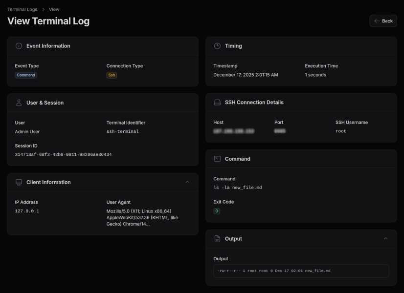 Terminal Log View