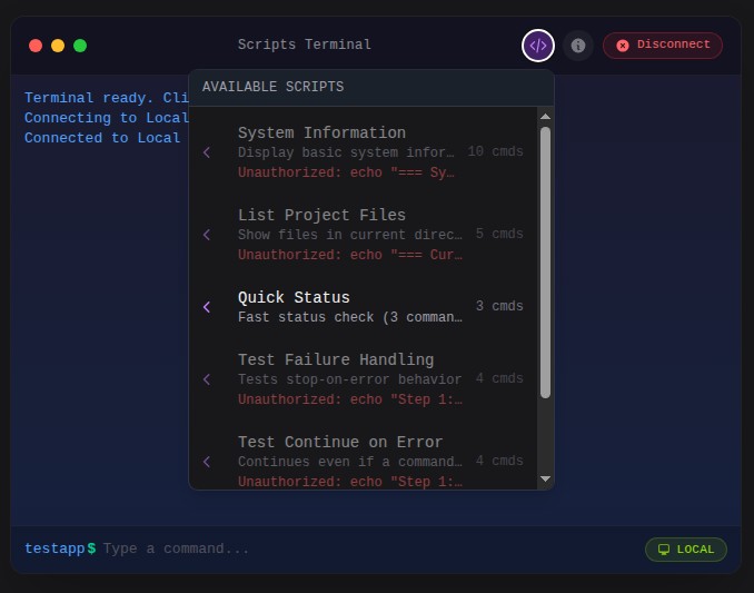 Scripts Dropdown Menu