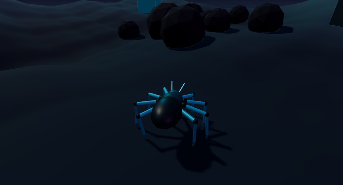 Procedural Spider walking across rocky terrain