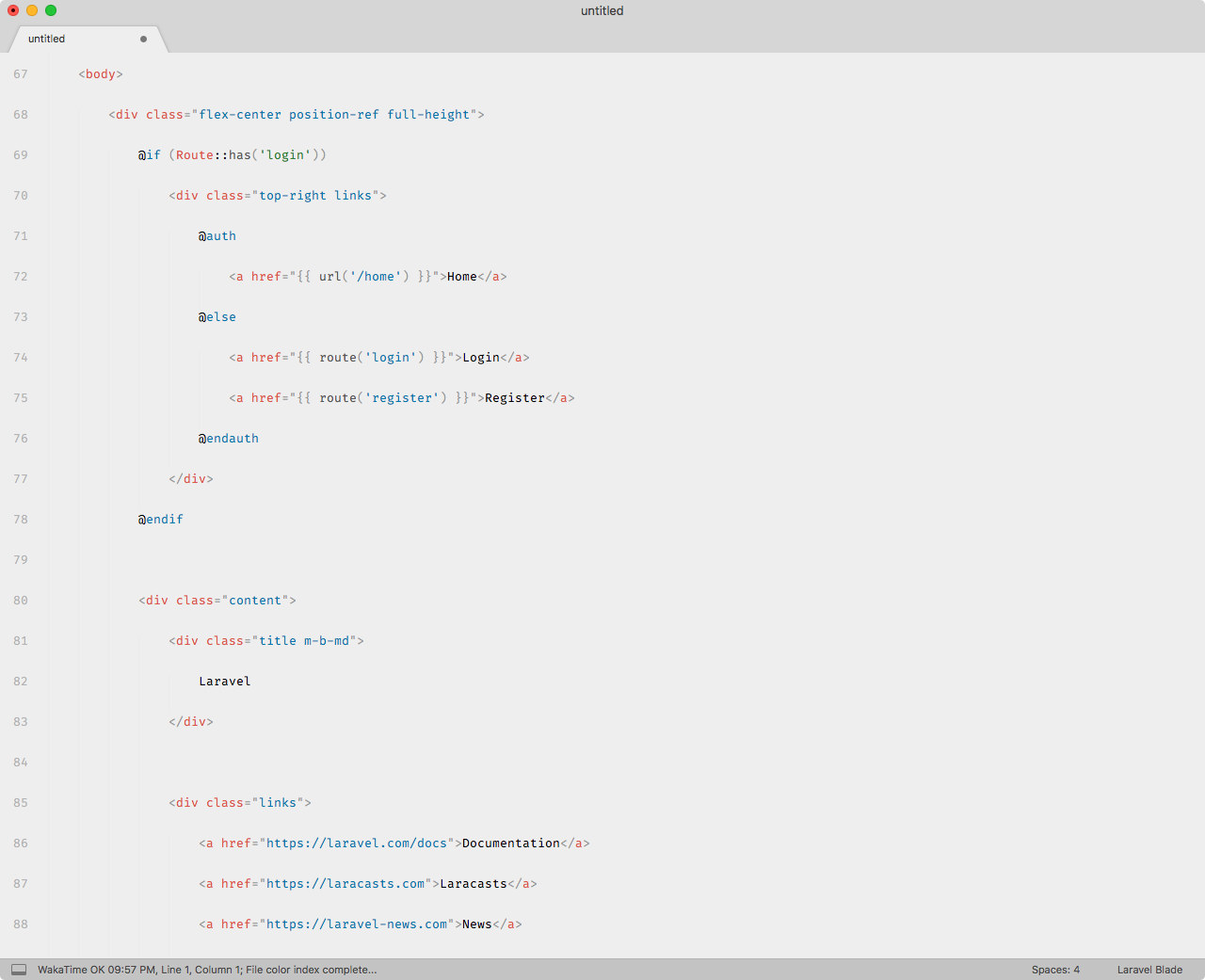 Blade syntax highlighting