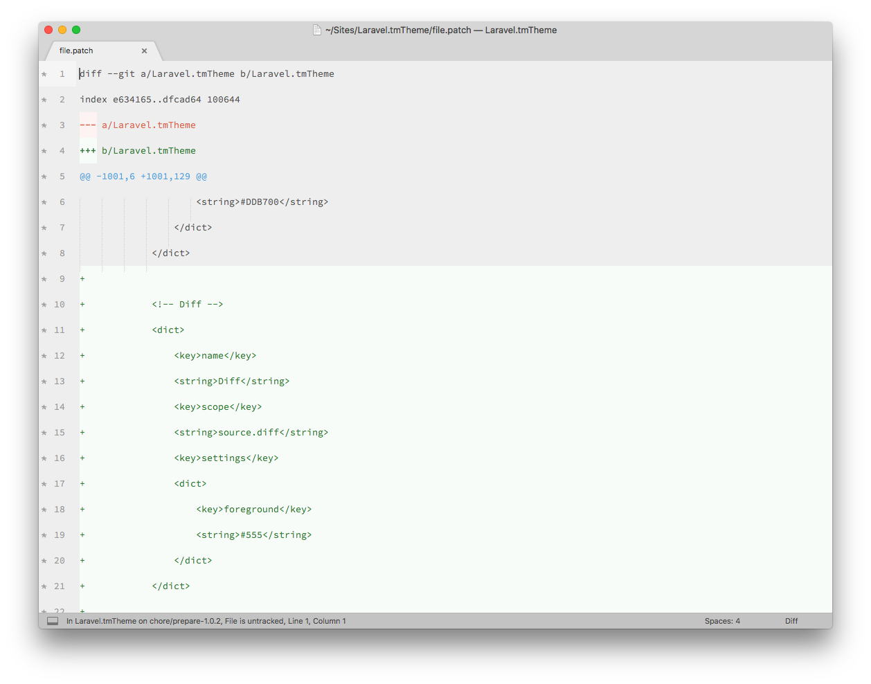 Diff syntax highlighting