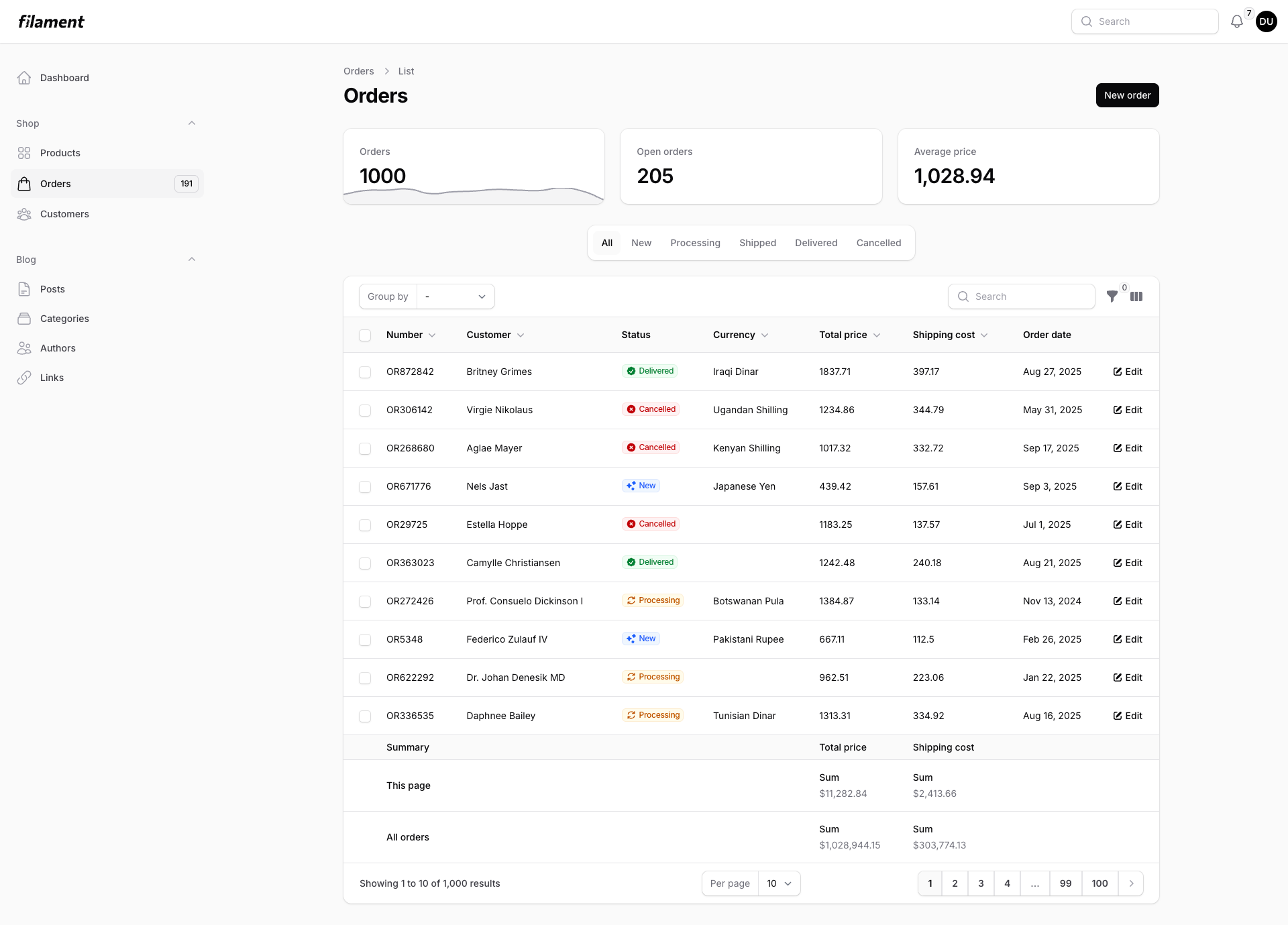 Orders - Light Mode