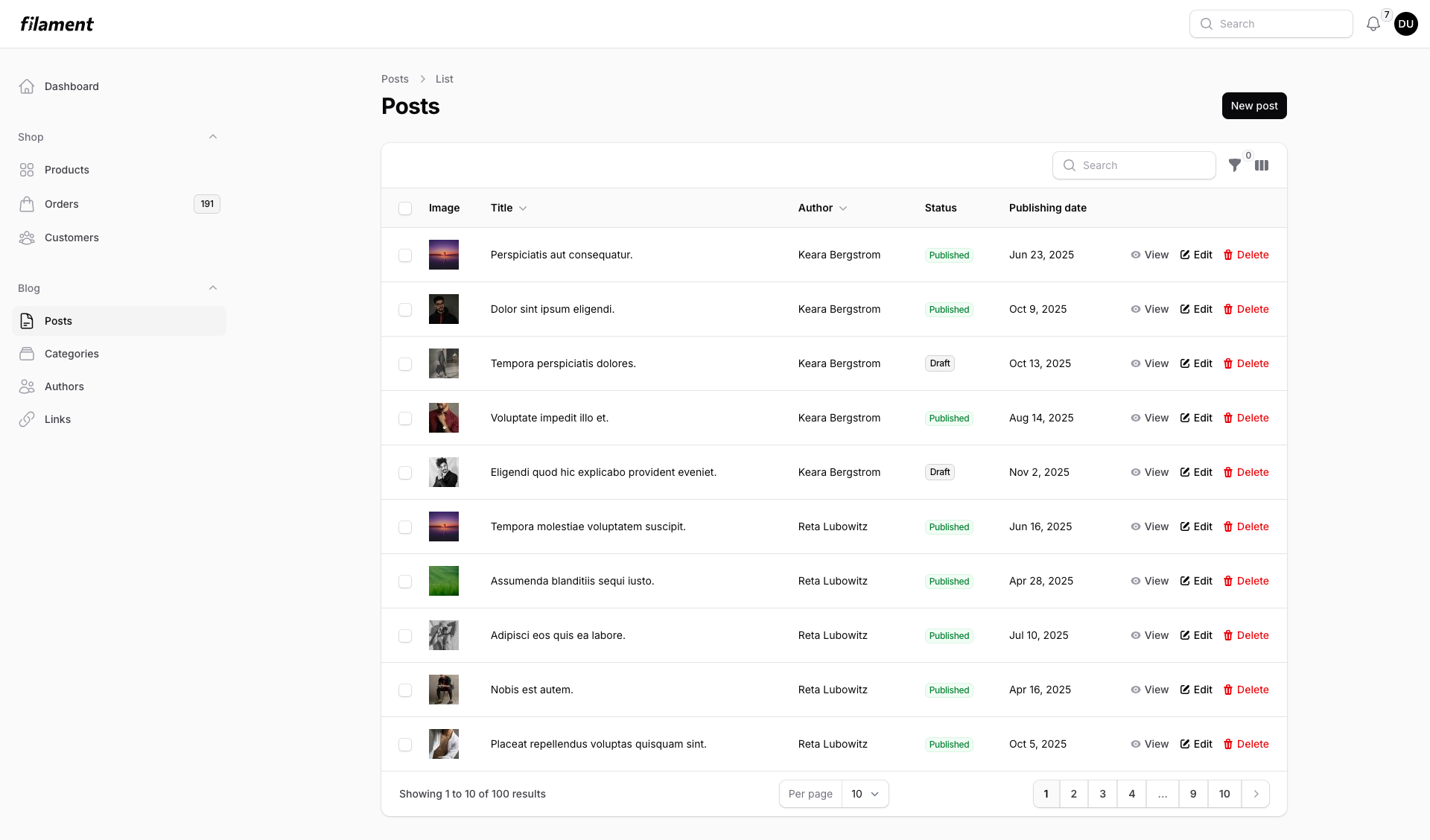 Posts - Light Mode