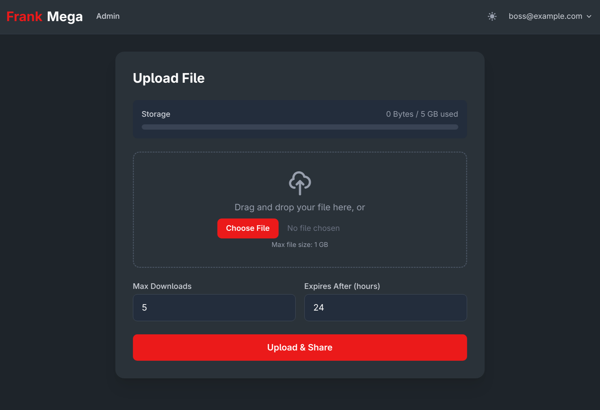 Upload screen