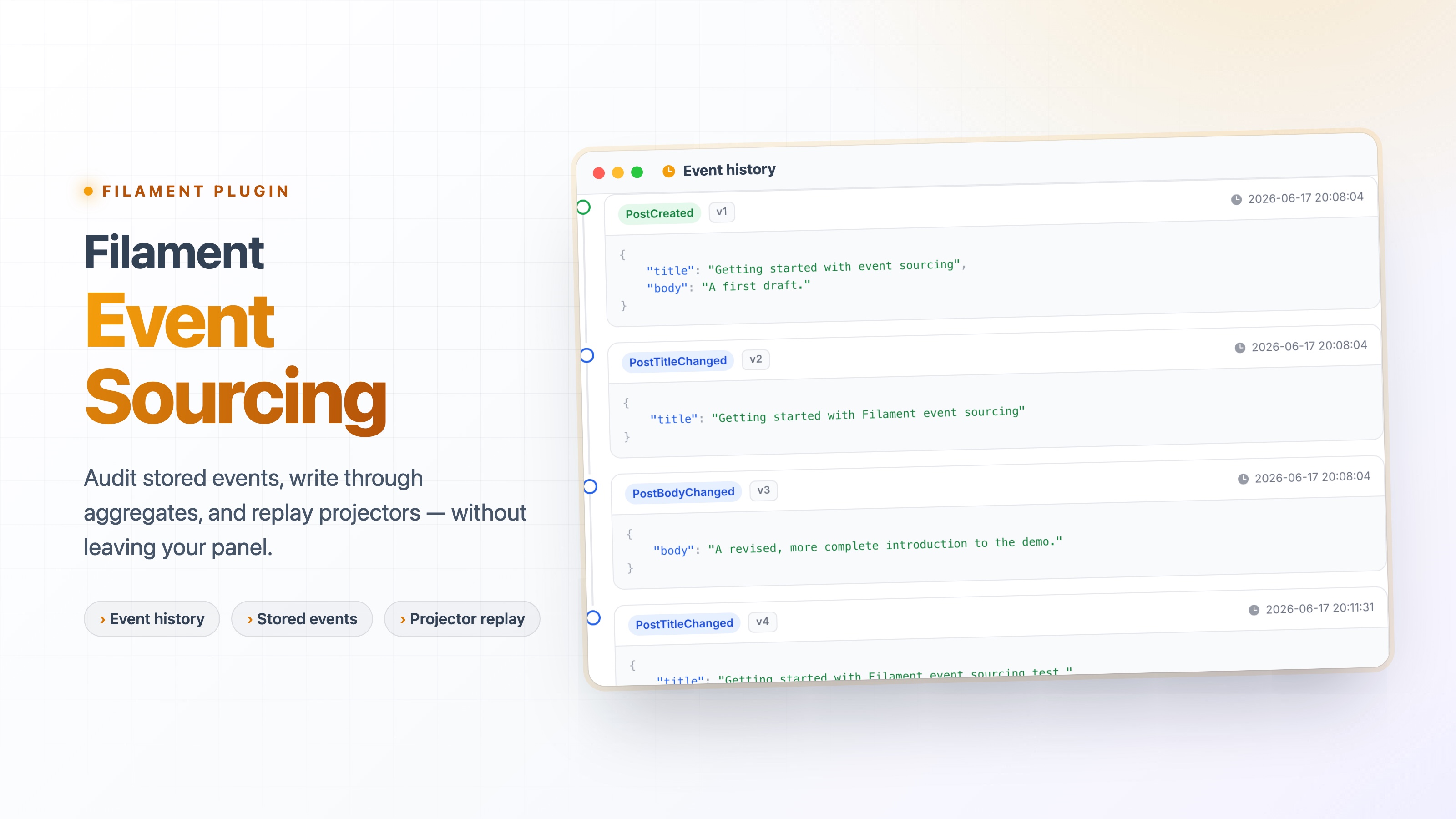 Filament Event Sourcing