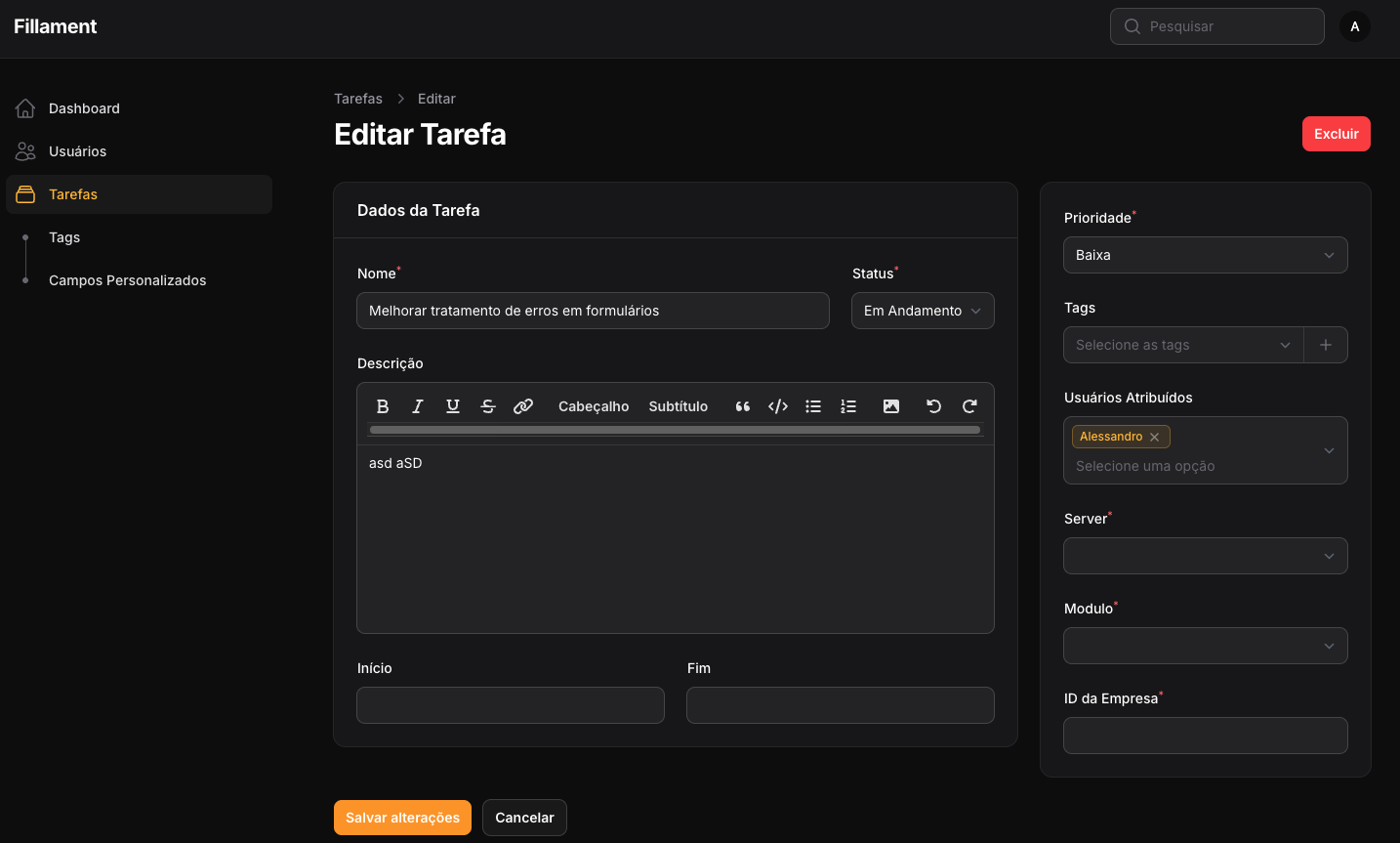 Task List Screen