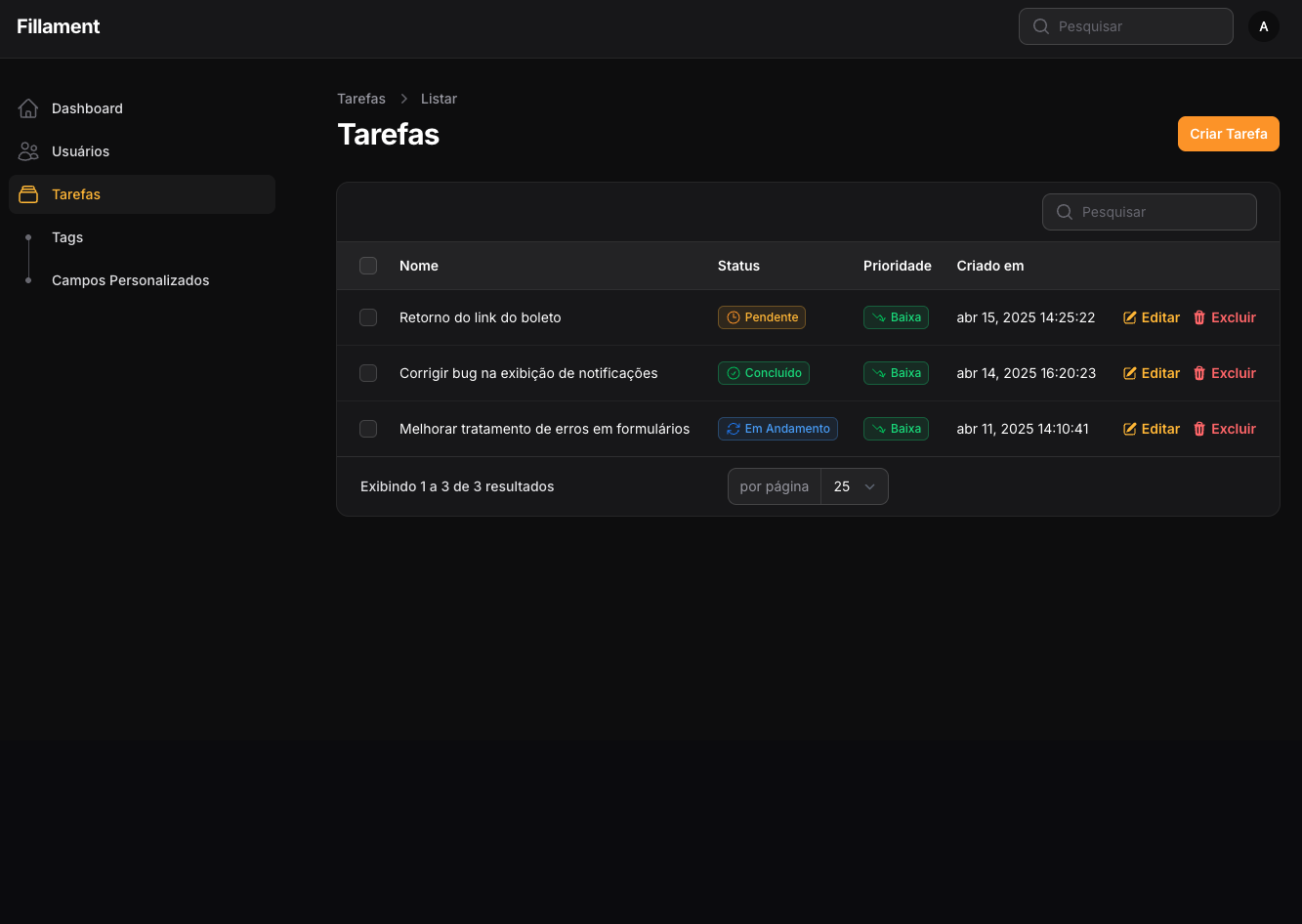 Task List Screen