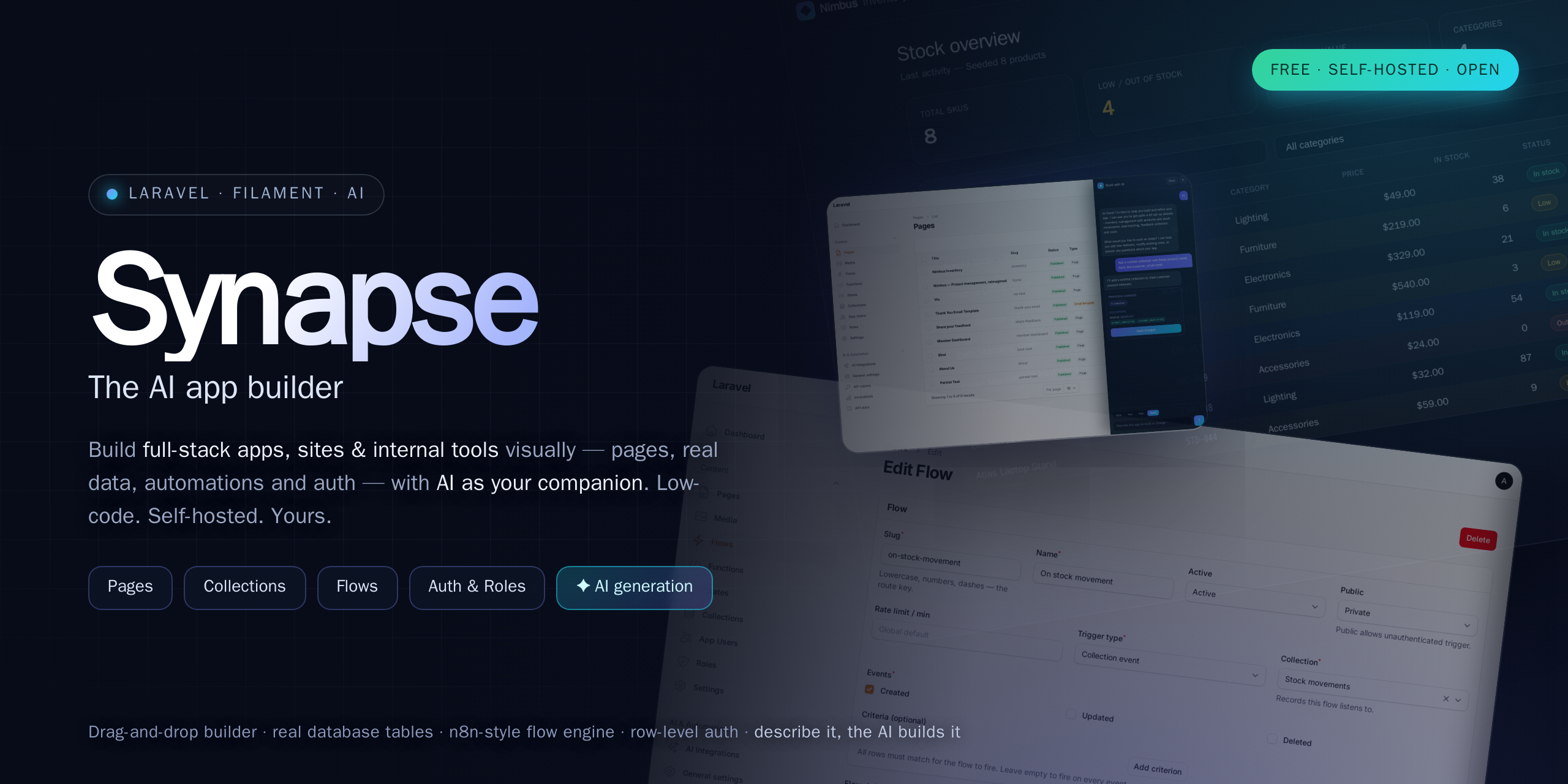 Synapse — the app builder for Laravel + Filament