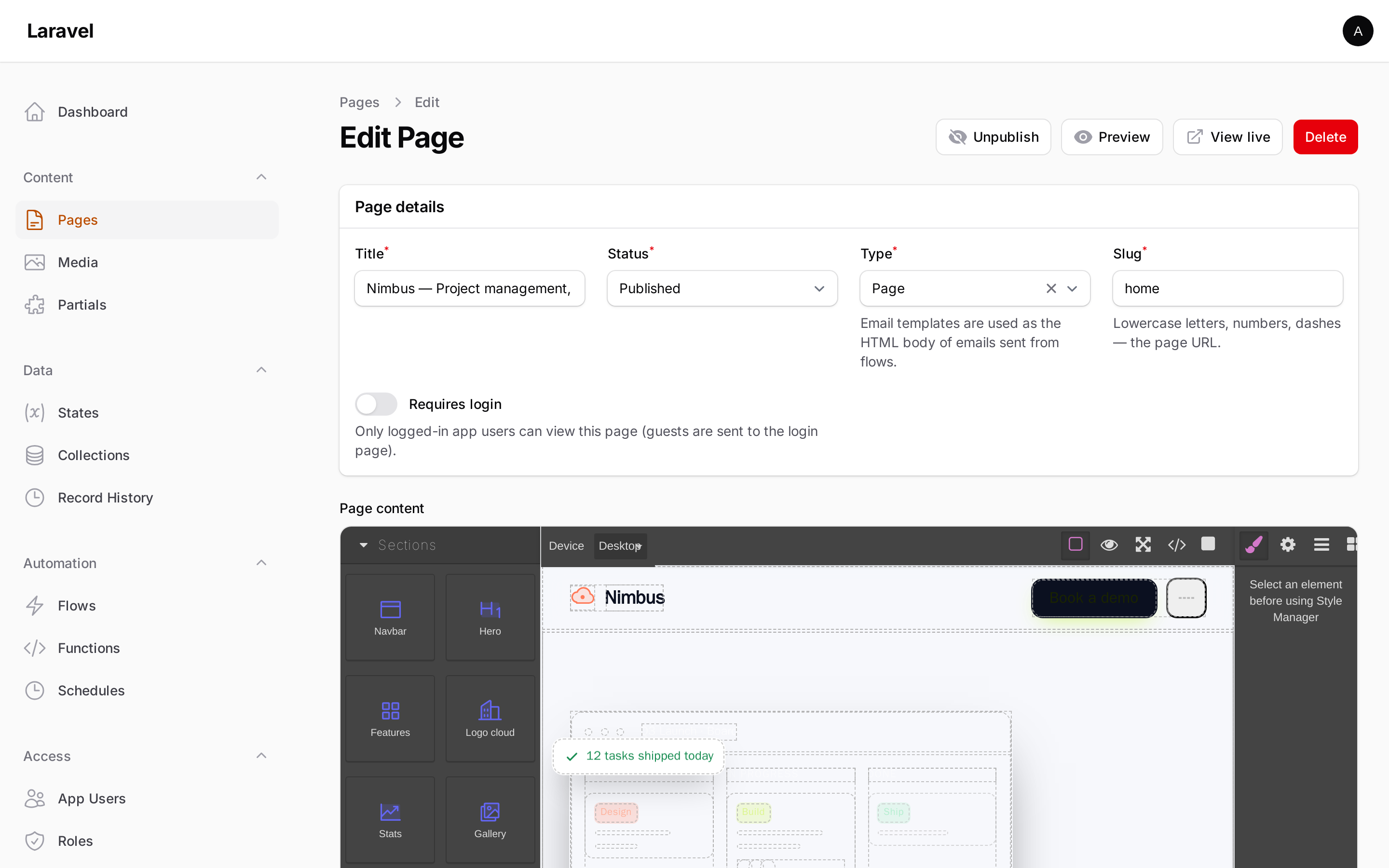 Visual page builder