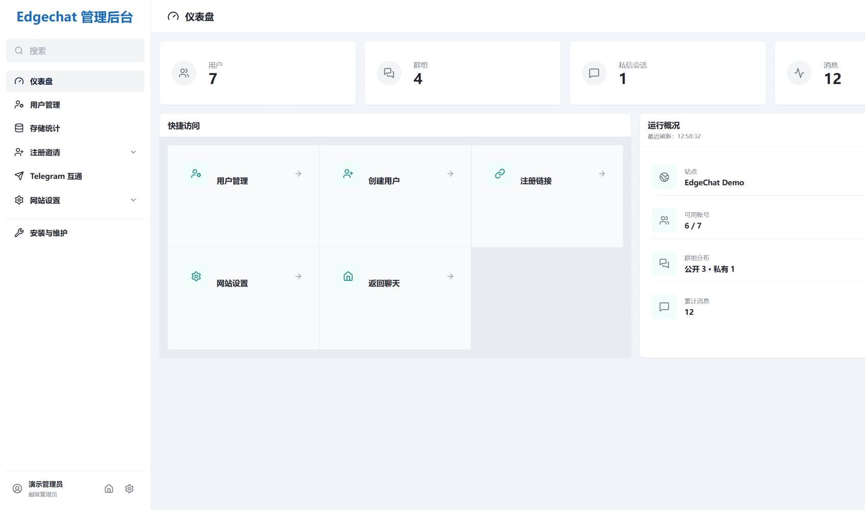 EdgeChat 管理后台预览
