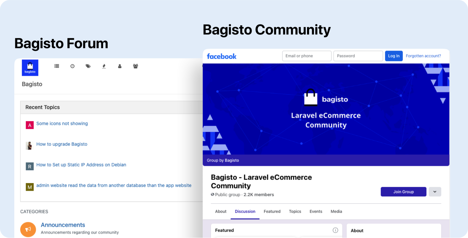 Forum and Facebook Communities
