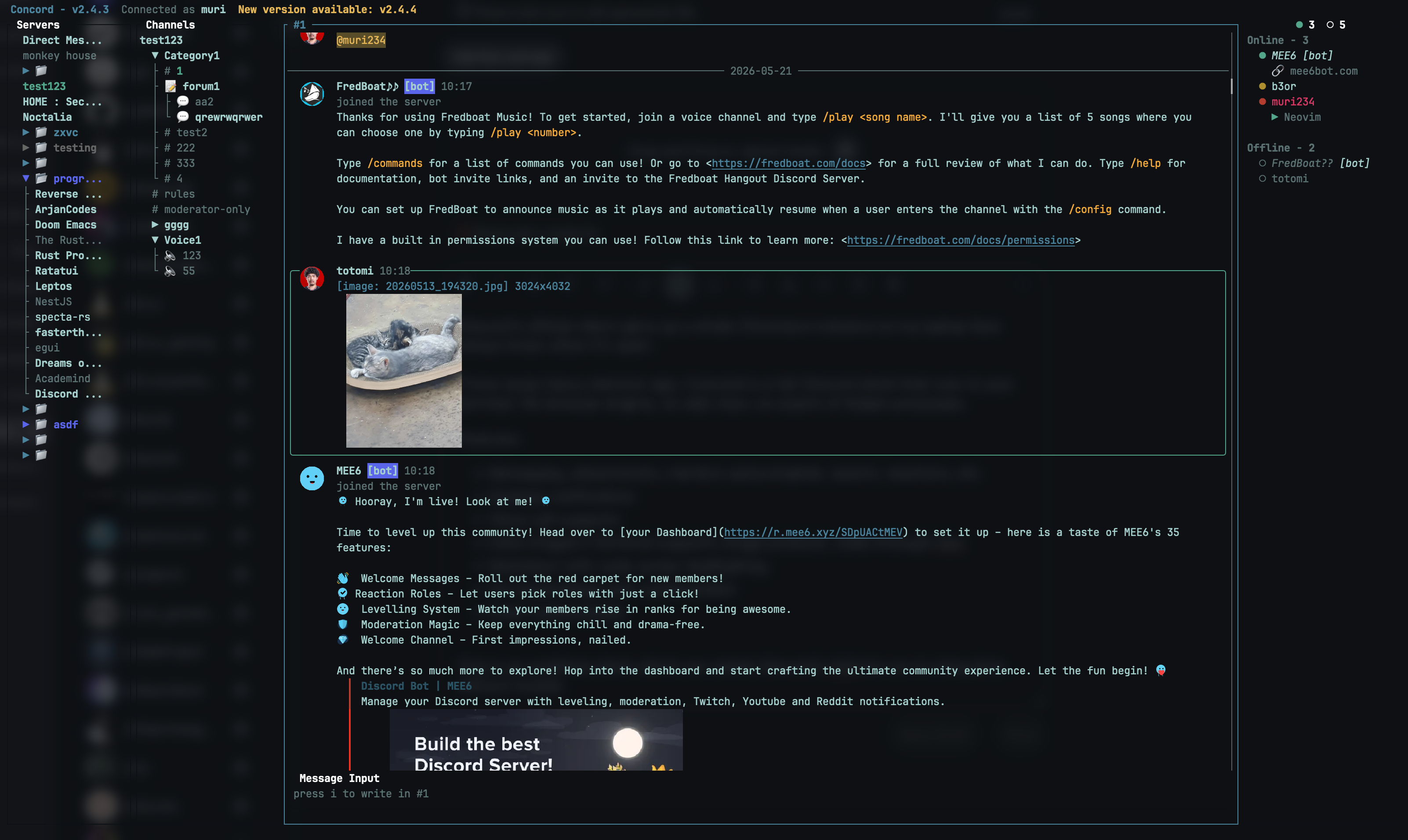 concord - a feature-rich TUI client for
Discord