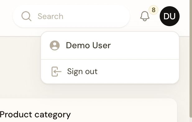 User Menu Light