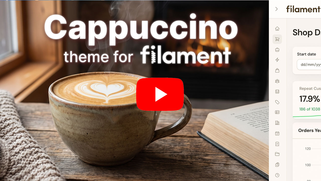 Filament Cappuccino Theme Youtube Video