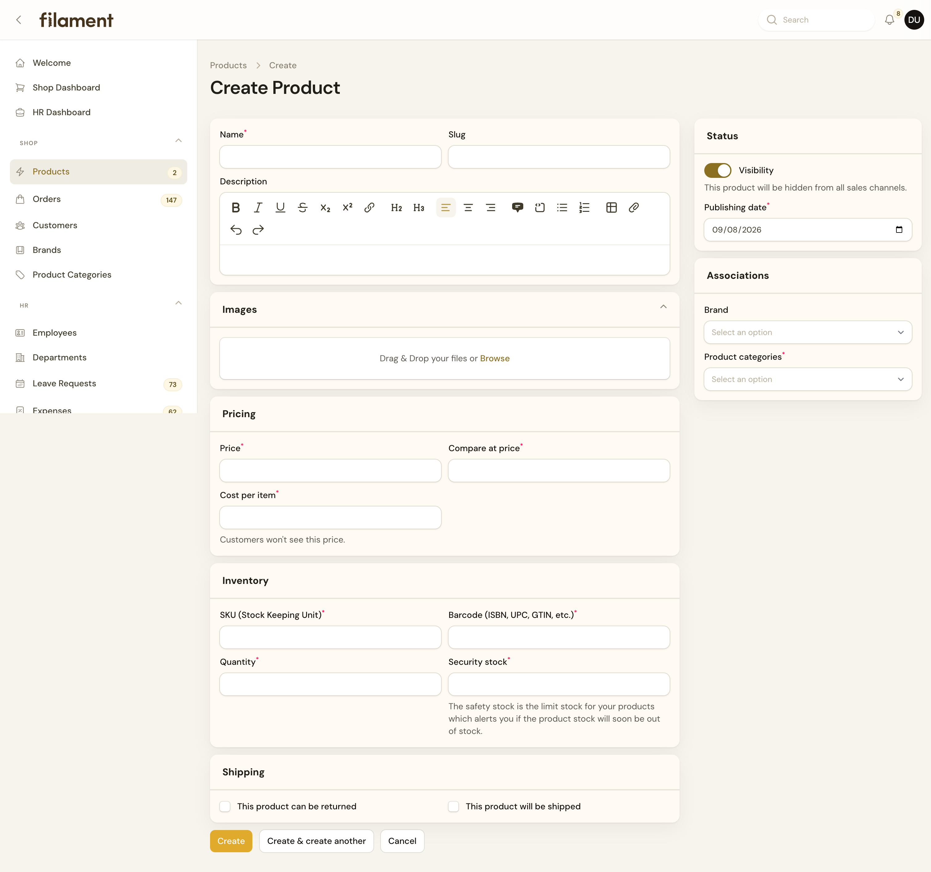 Create Product Light