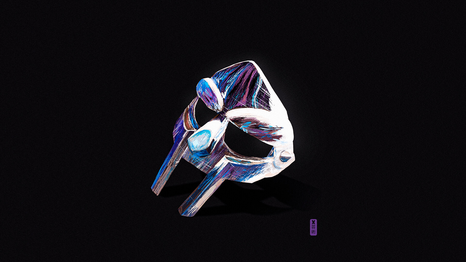 a_colorful_mask_on_a_black_background