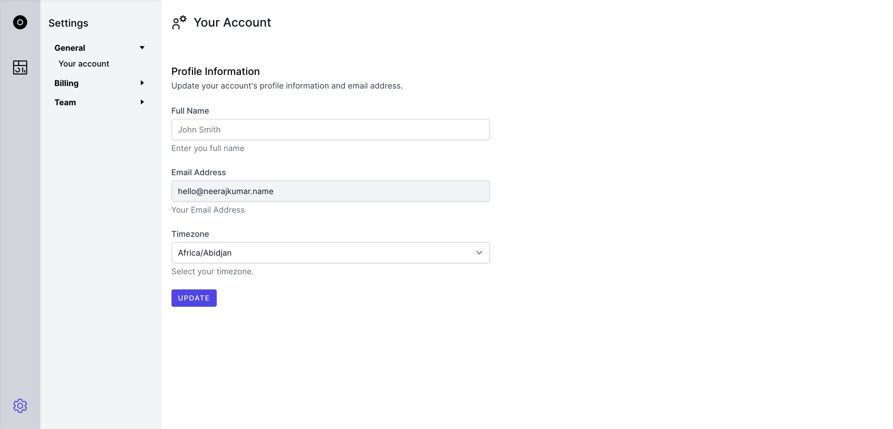 Profile settings