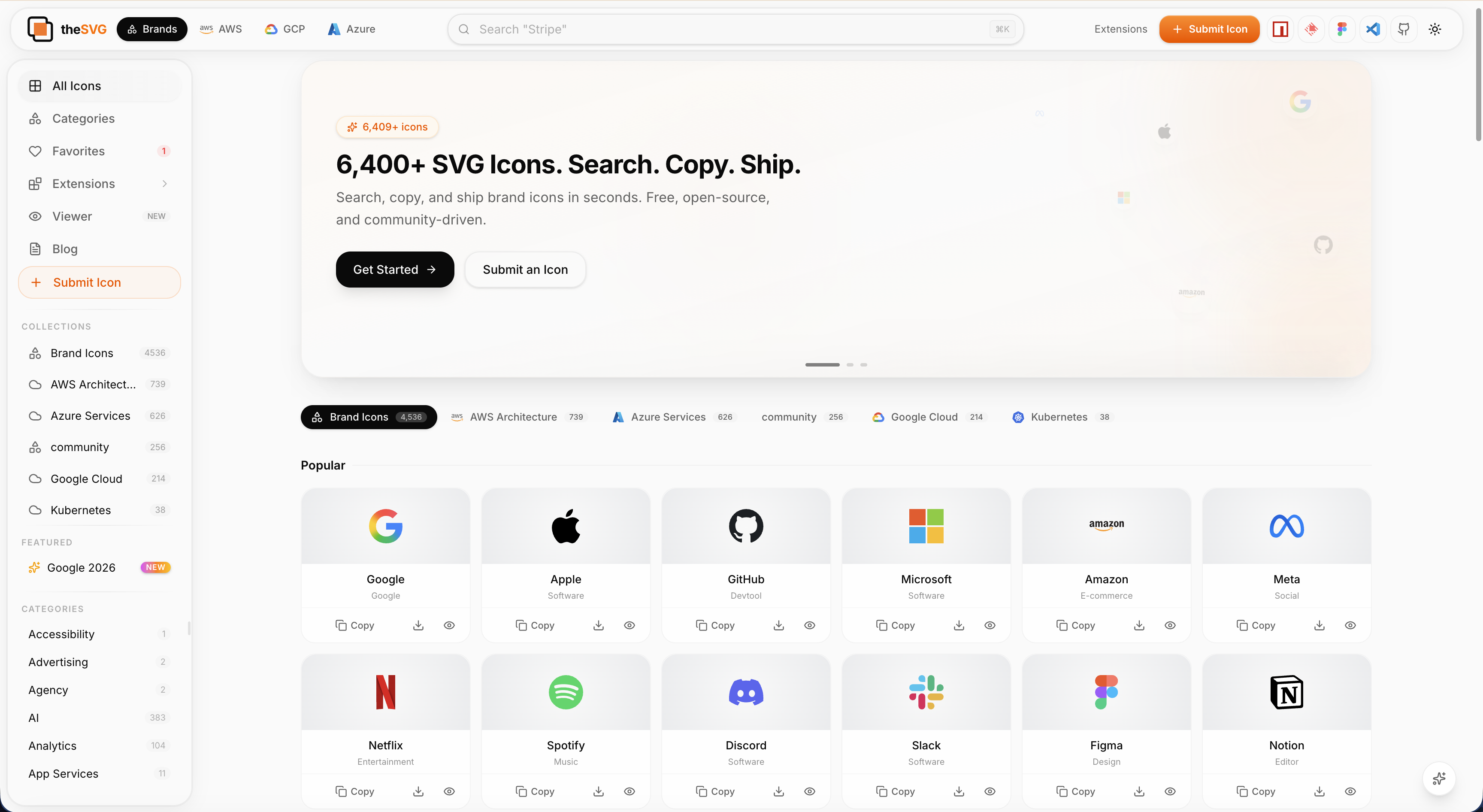 theSVG - 7,400+ SVG icons for developers