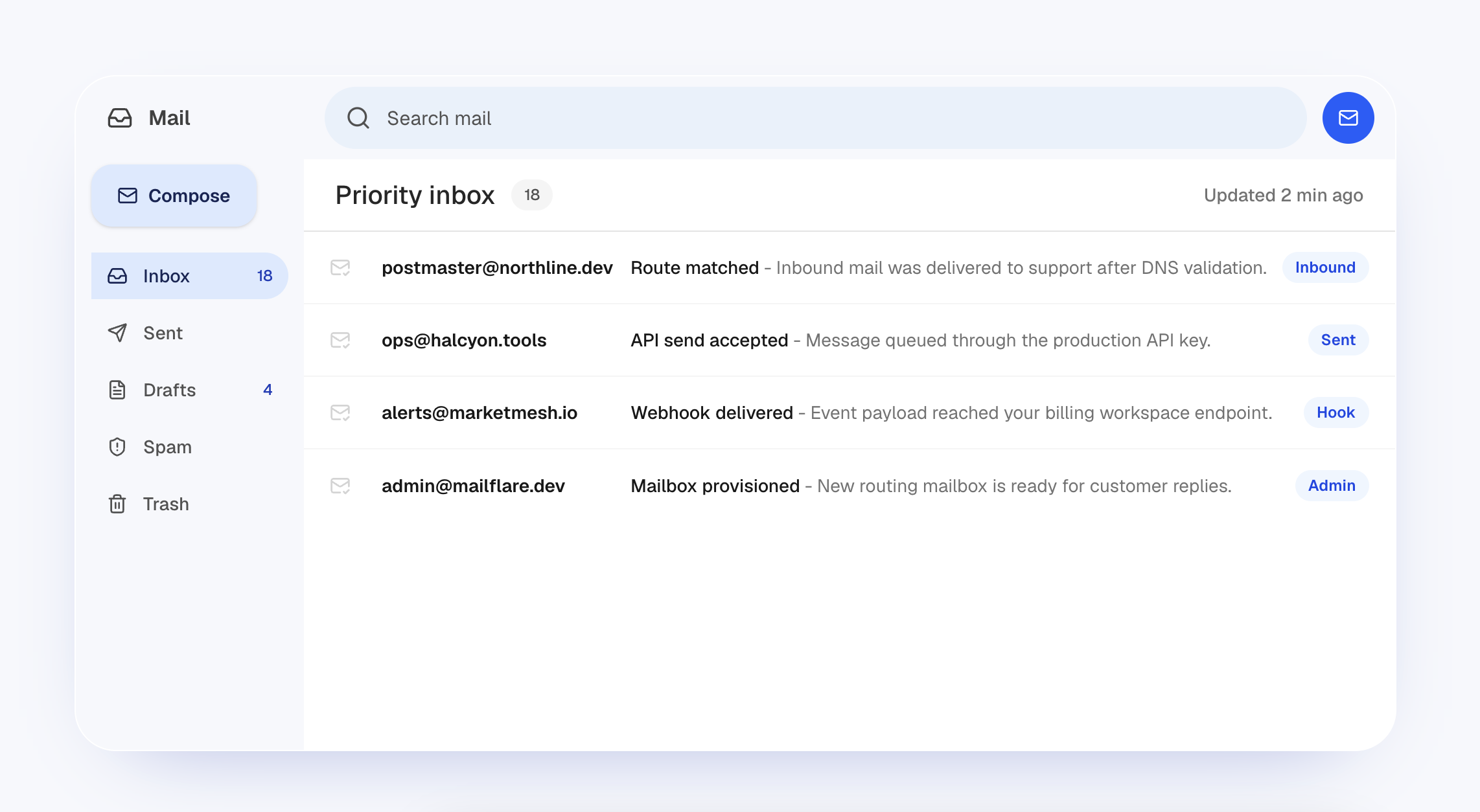 Mailflare inbox