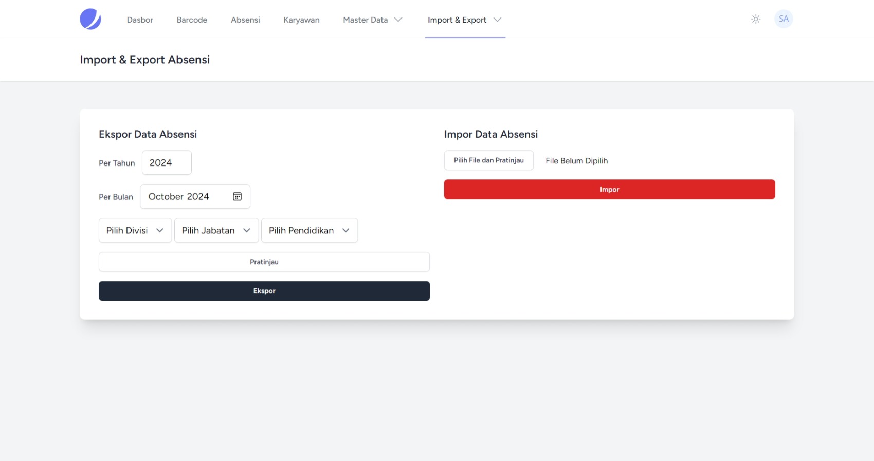 Export/Import Data Absensi