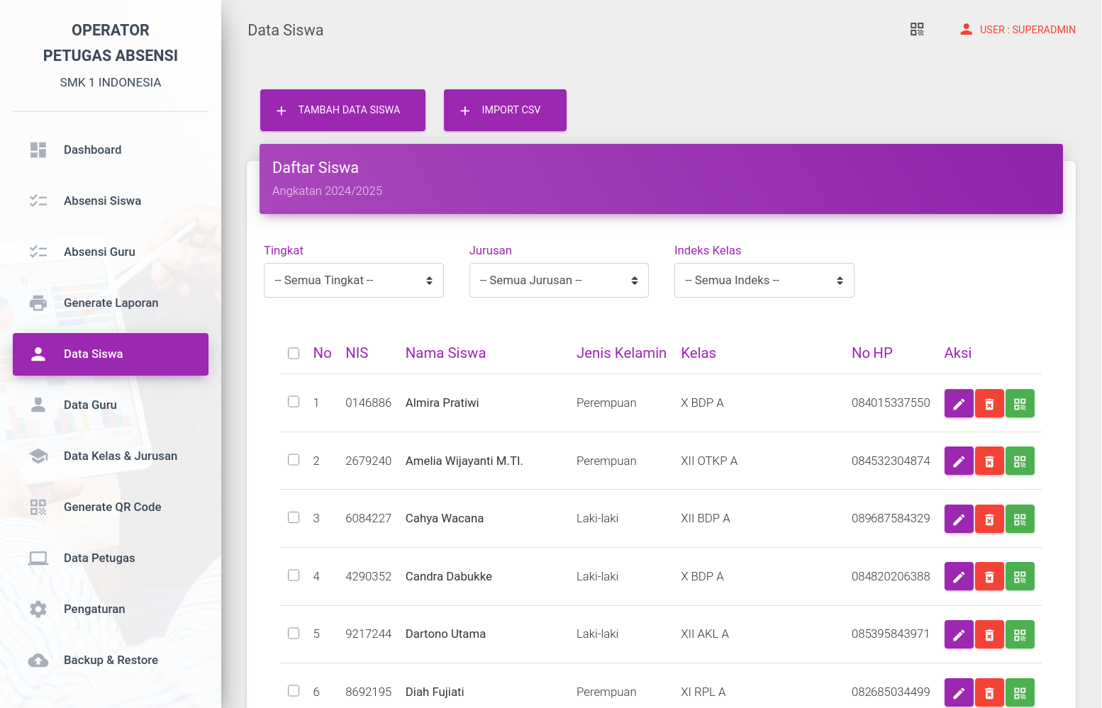 CRUD Data Siswa