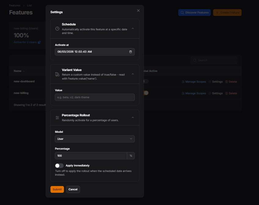Feature Settings