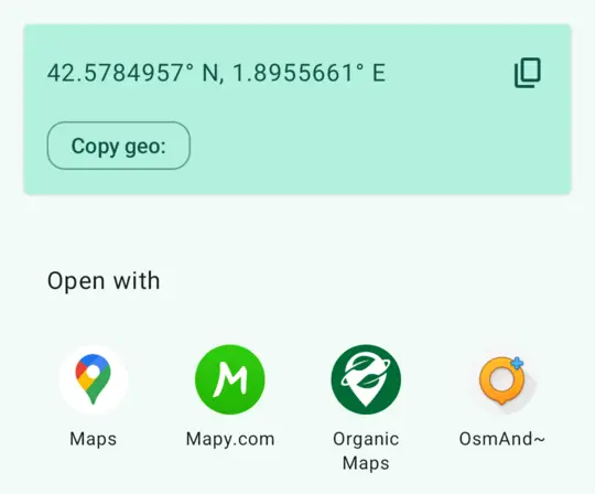 Screenshot of GeoShare’s share screen