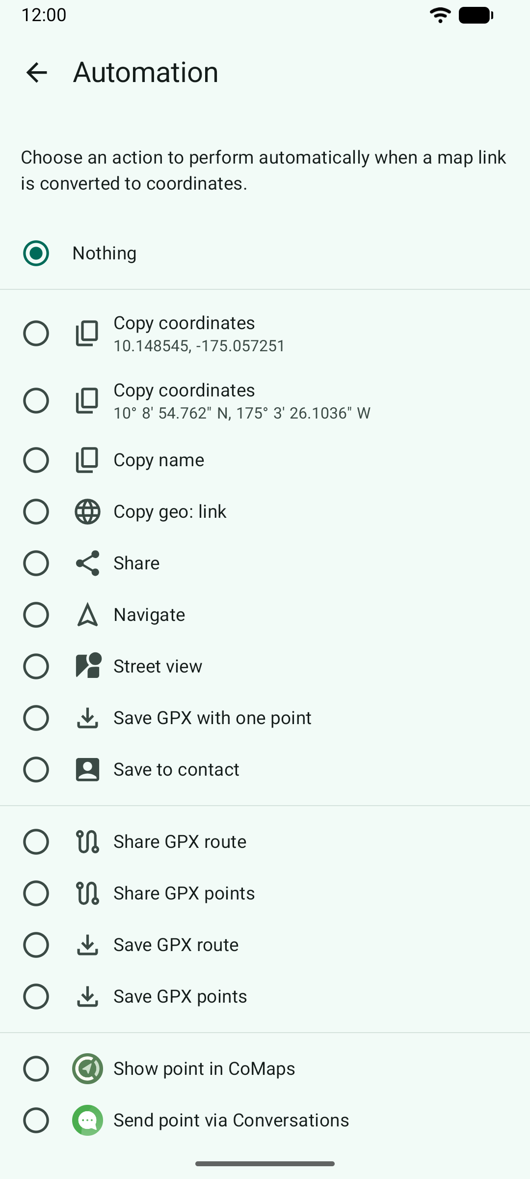 Screenshot of GeoShare’s automation configuration screen