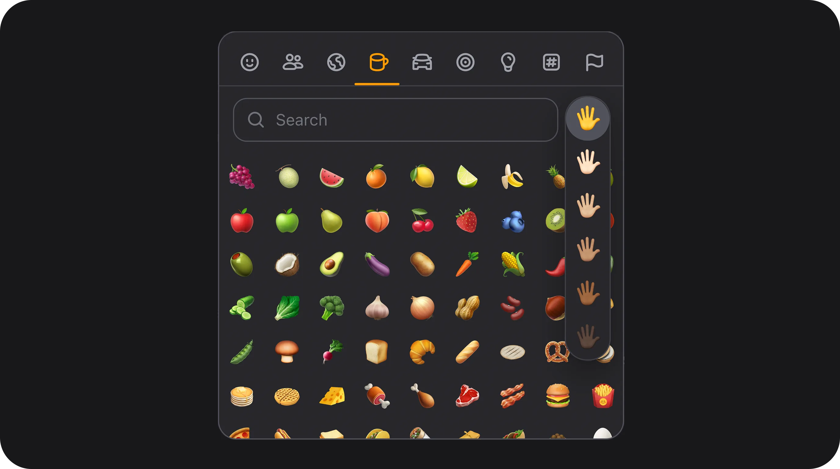 FlexEmojiPicker - Integrated searching emoji picker popover with skin tone categories and custom category tabs