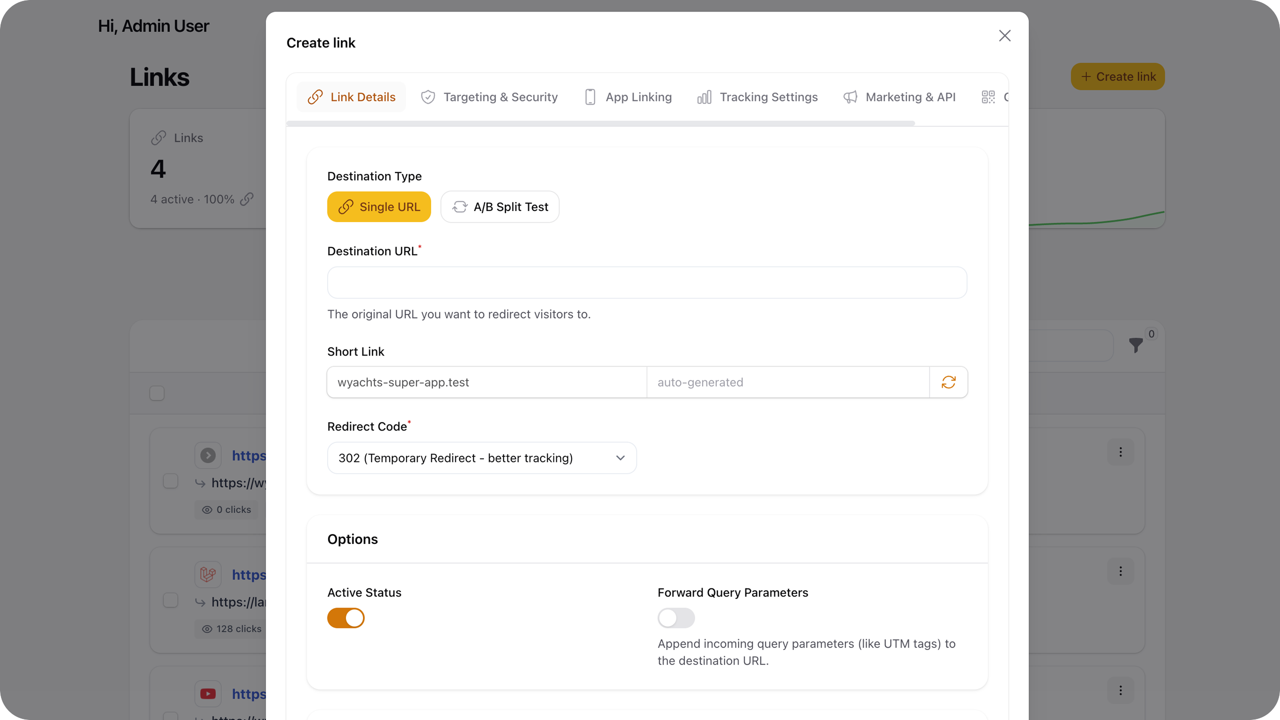 Settings panel