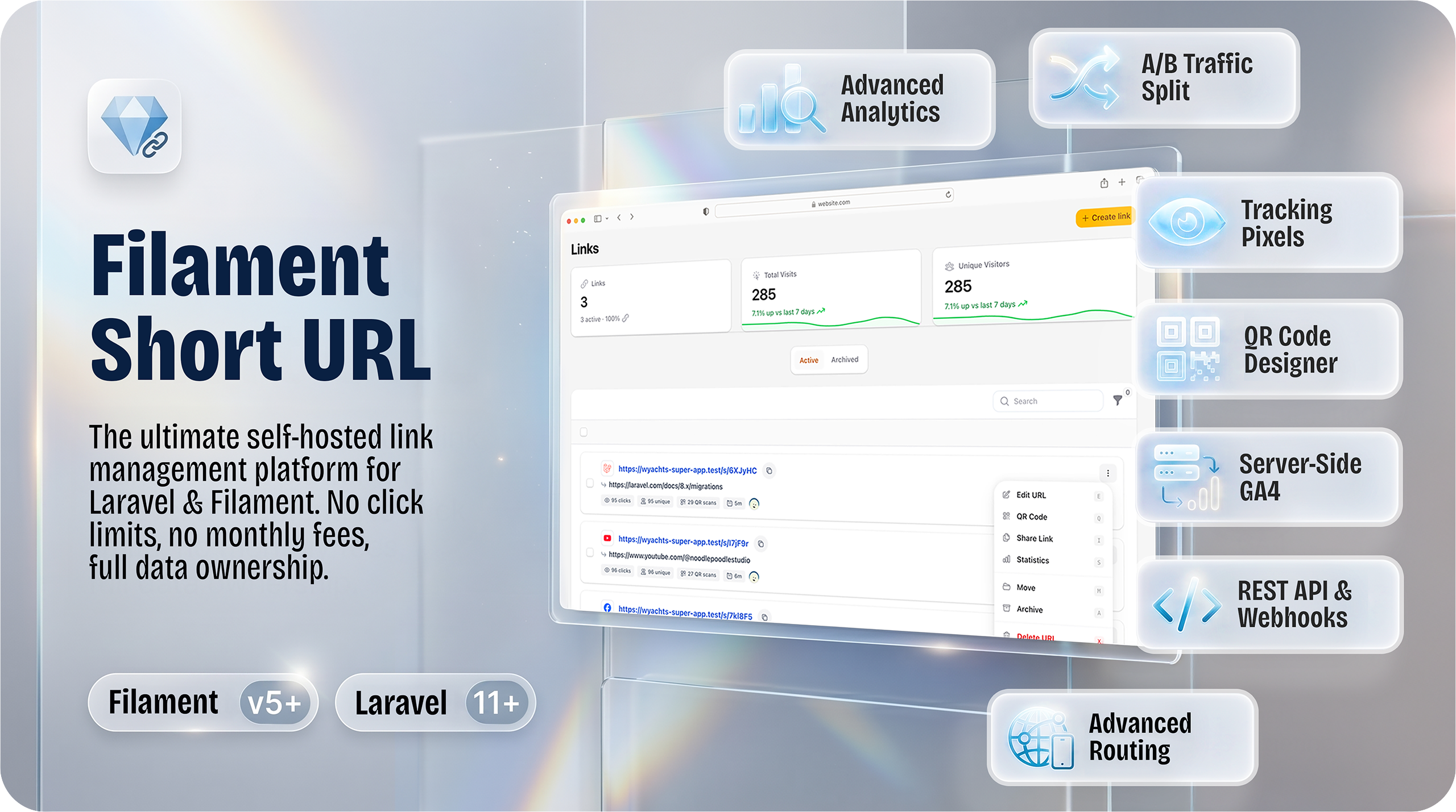 Filament Short URL — Laravel link shortener plugin for Filament