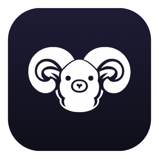 RAMble — a white ram's head on a dark tile