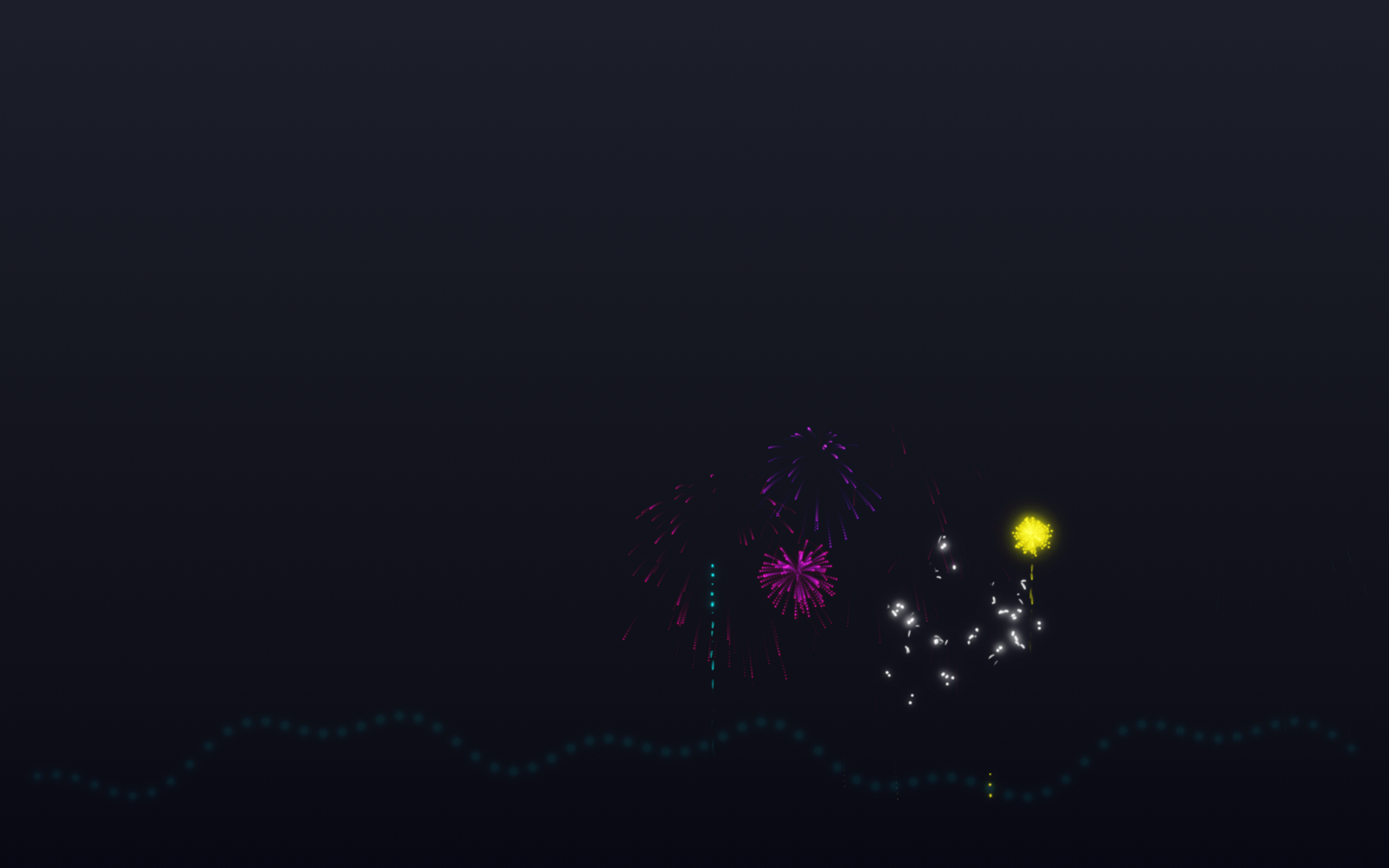 Fireworks — shells over the invisible treeline