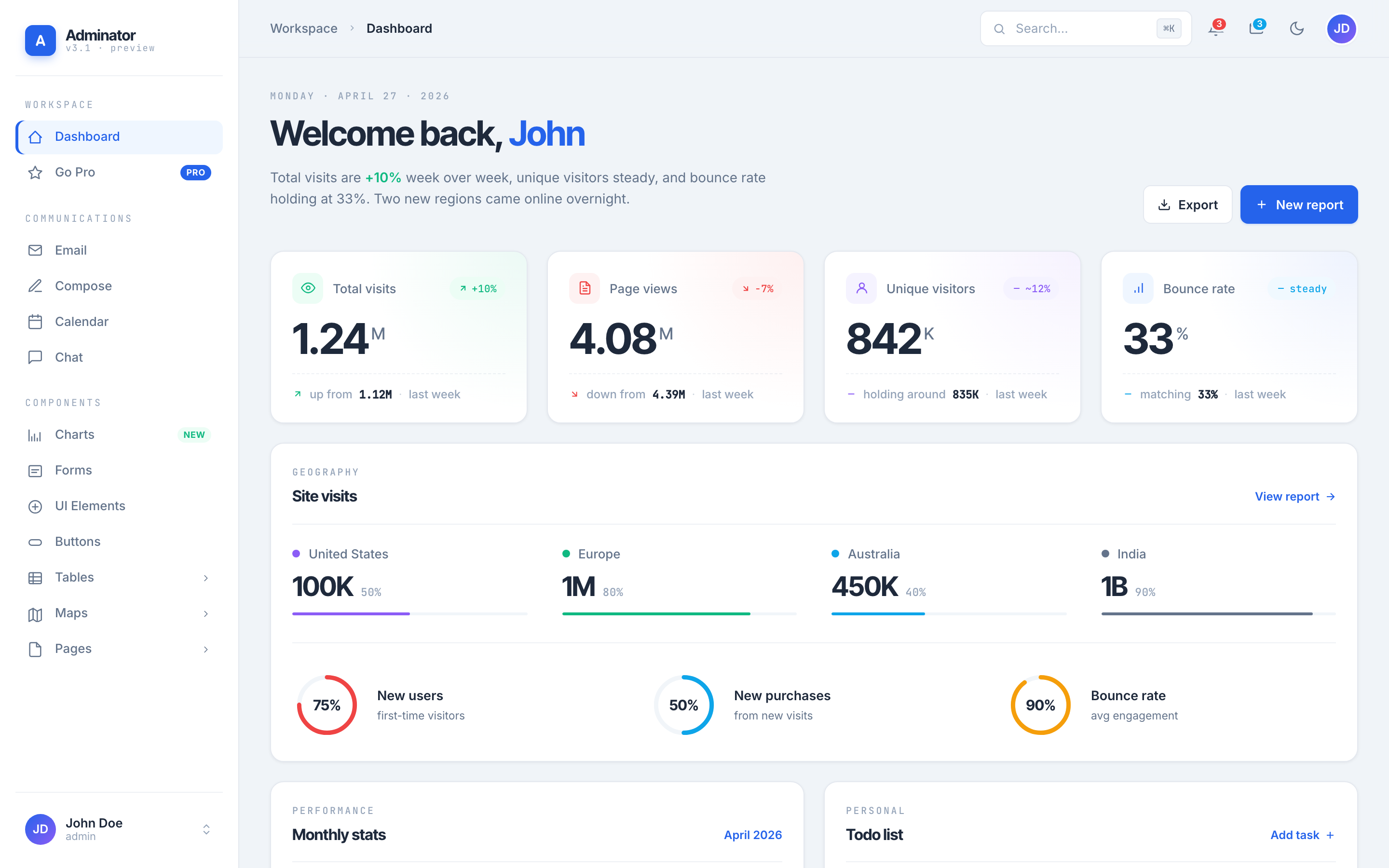 Adminator 2026 — Light Mode