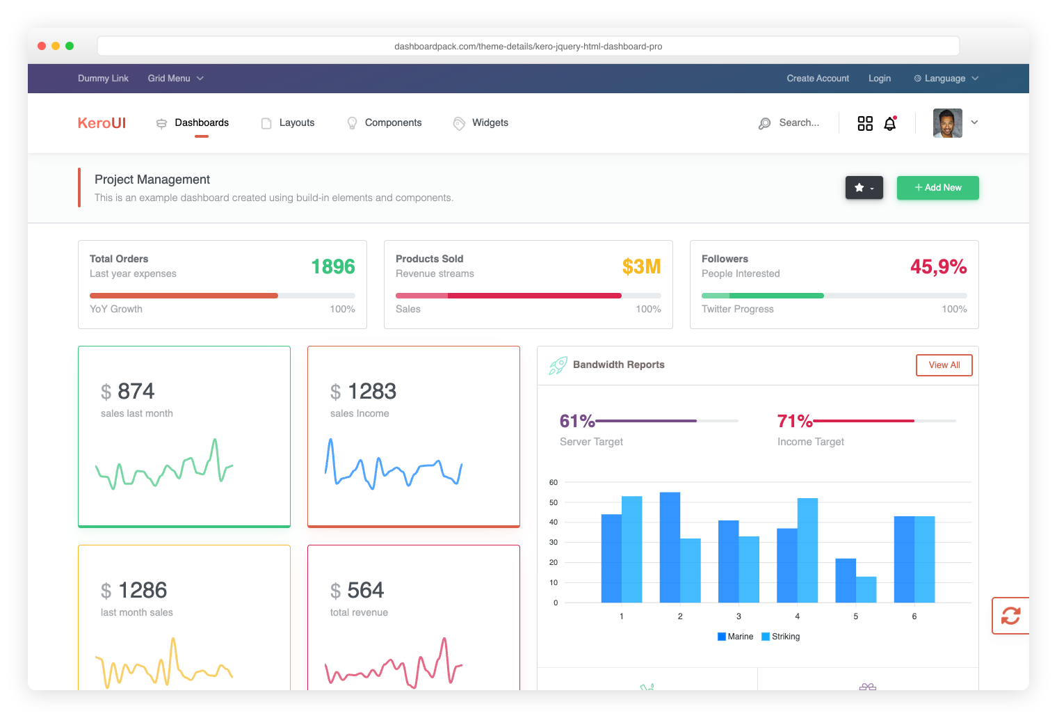 Kero — Bootstrap 5 dashboard with horizontal and sidebar layouts