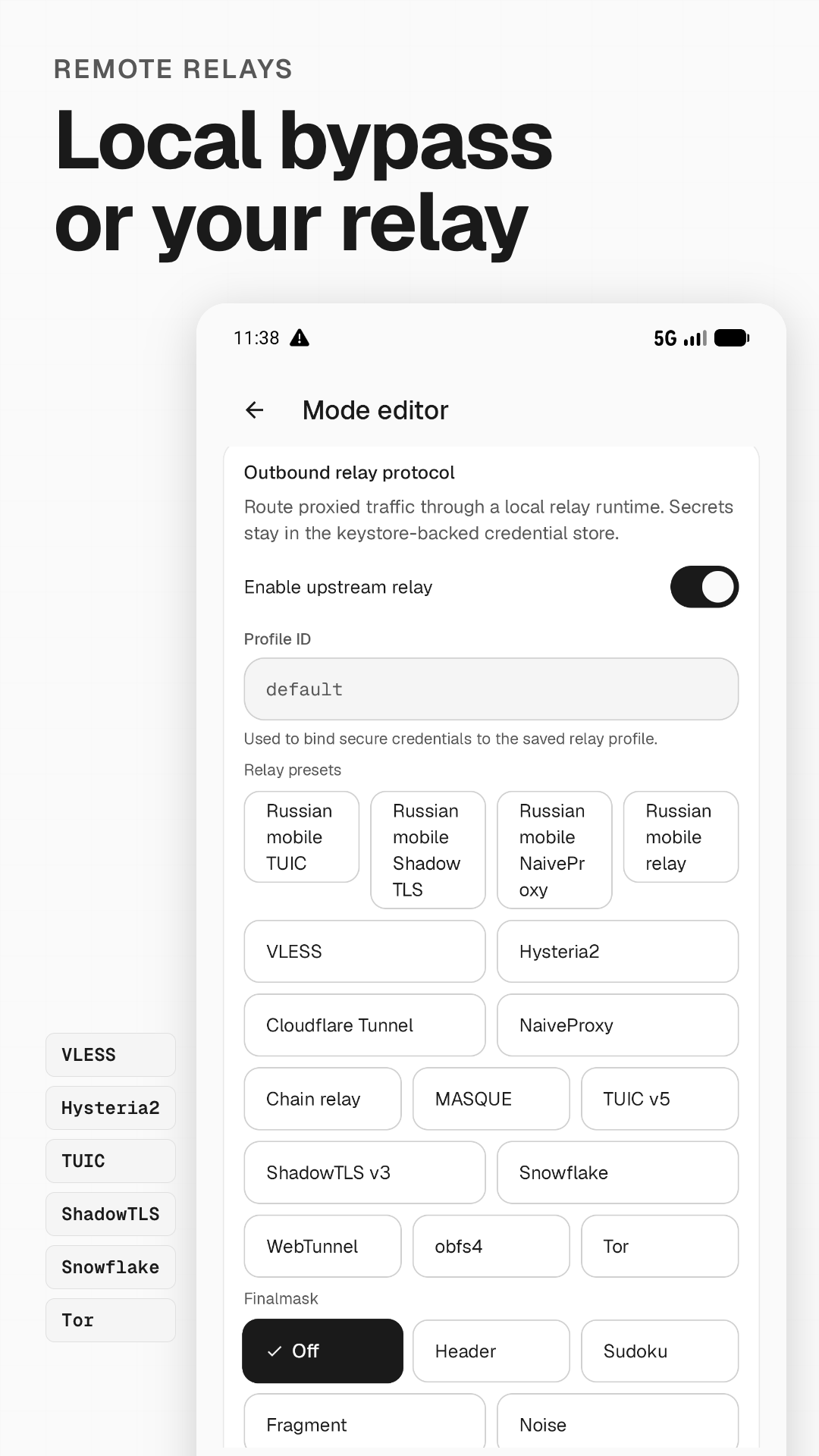 RIPDPI relay path configuration screen