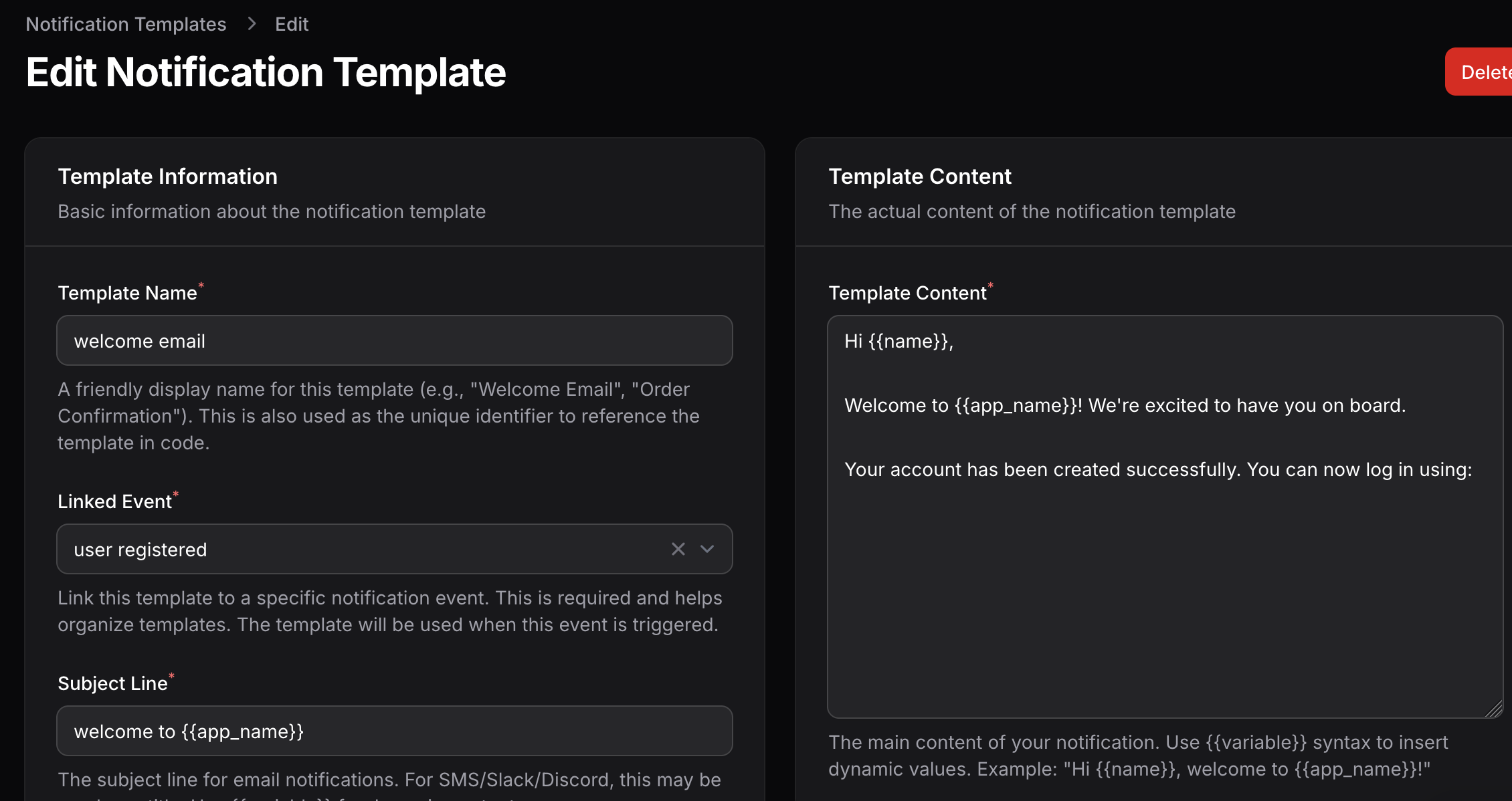 Notification Templates