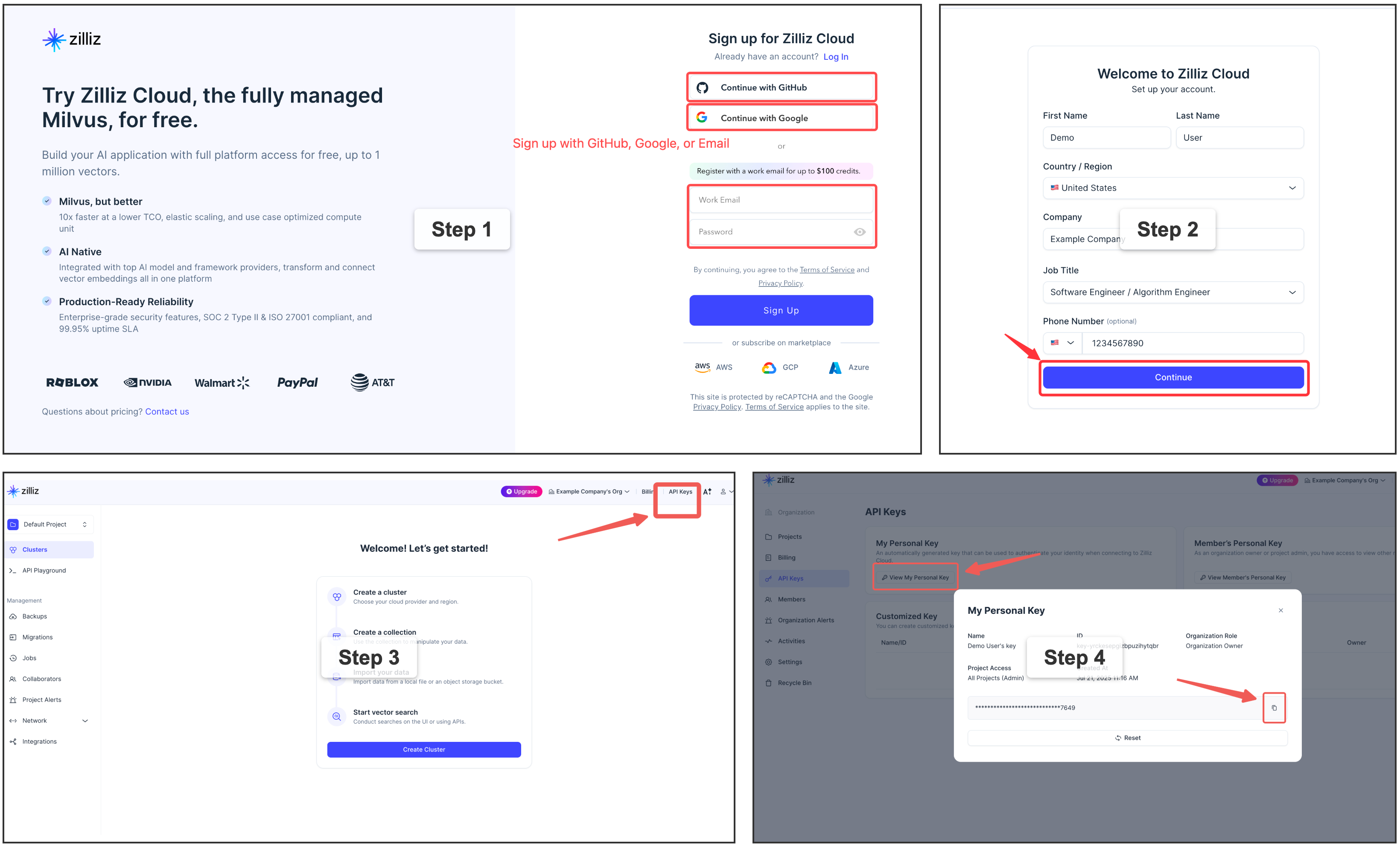 Sign up and get the URI and API key