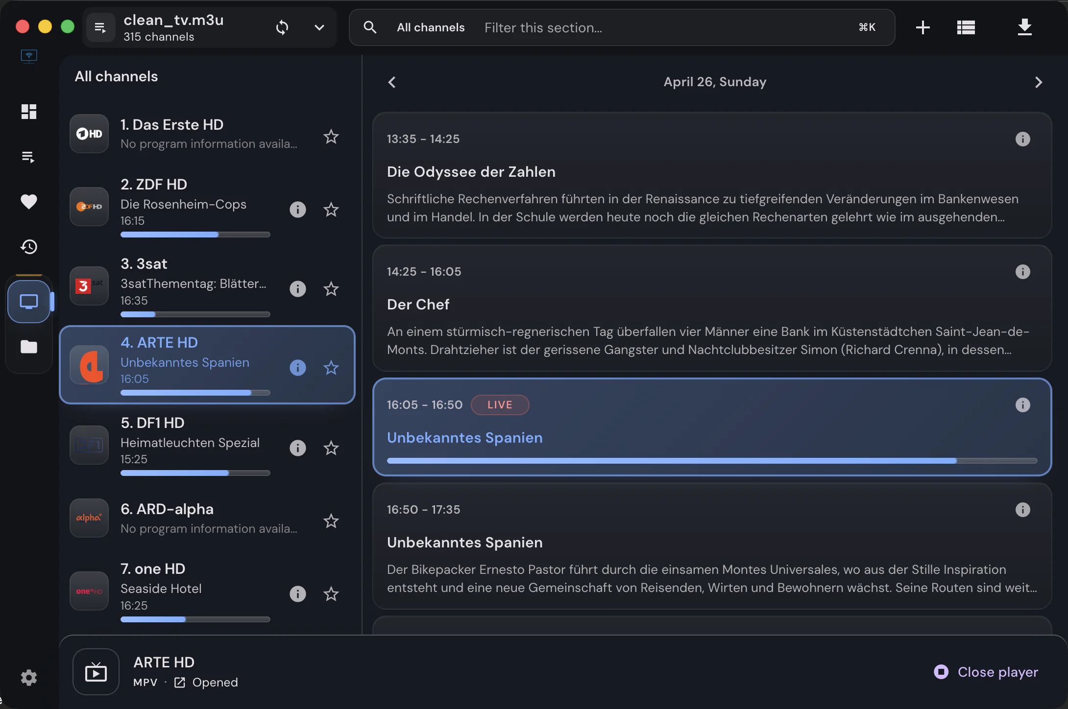 External MPV player support